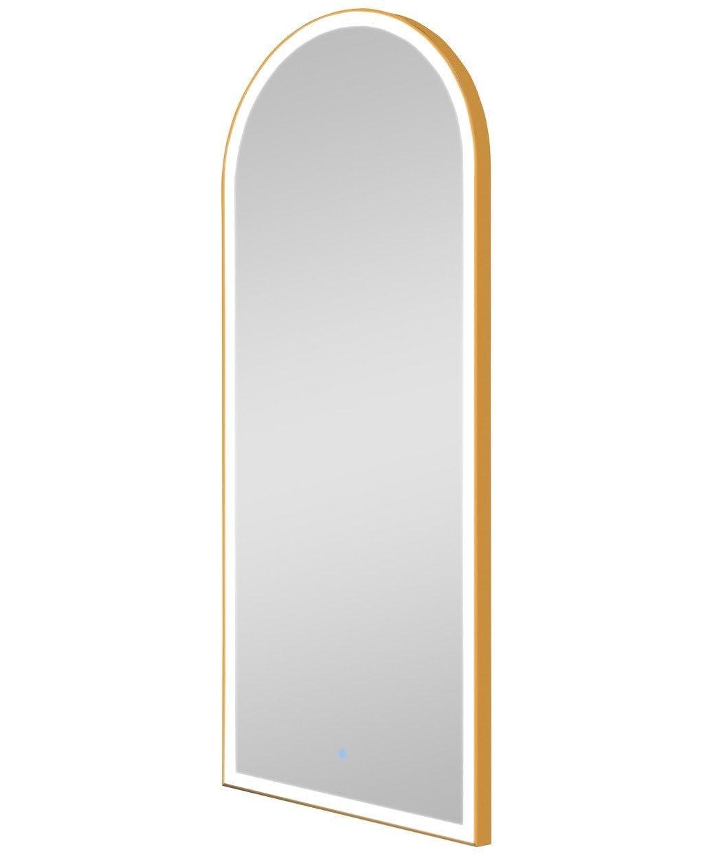 Pibbs Industries Pibbs Utopia 72 Arched LED Salon Mirror for Professional Salons & Barbershops, Built-in Dimmable LED Light, On/Off Button, 30\" W x 72\" H, PIB-19MIR (Gold)