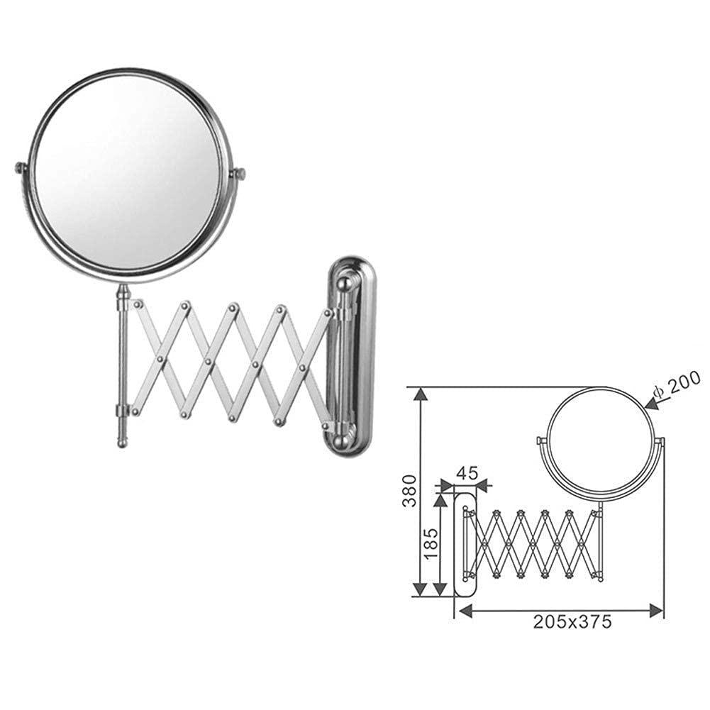 BABUUN BABUUN Adjustable and Extendable Round Chrome Wall Mounted Shaving Mirror - 360 Swivel Rotating Head, Vanity Mirror