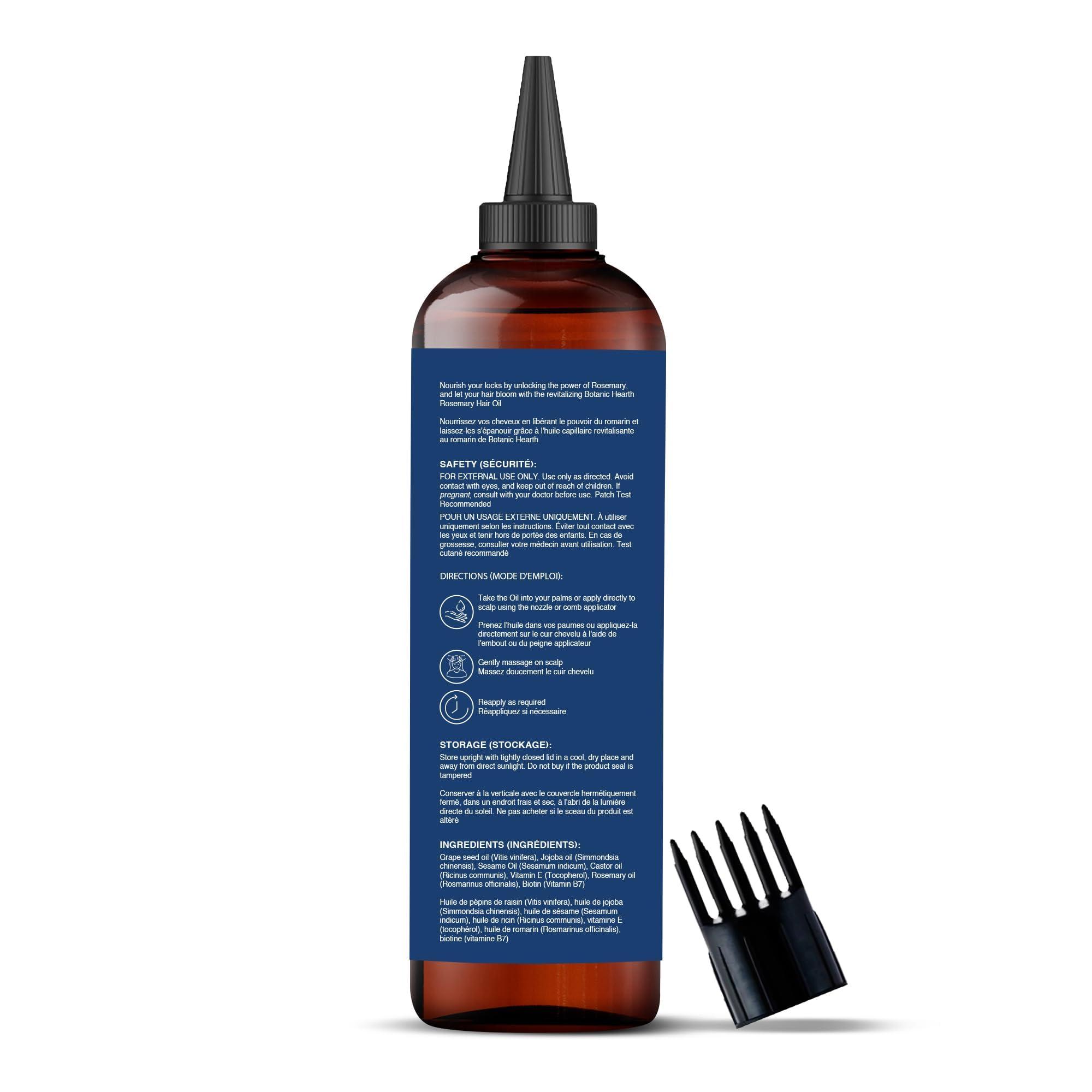Botanic Hearth Botanic Hearth 100% Pure Rosemary Oil For Hair Growth (6.7 fl oz) Infused With Biotin, Jojoba & castor Oil | Hair strengthening Treatment | Nourishing & Volumizing | Non GMO Verified