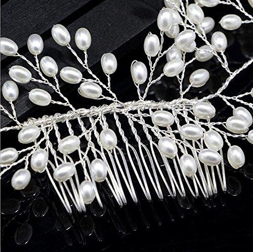 coinbuylot Bride Flower Leaf Hair Comb Wedding Crystal Pearl Clip Slide Tiara Headwear