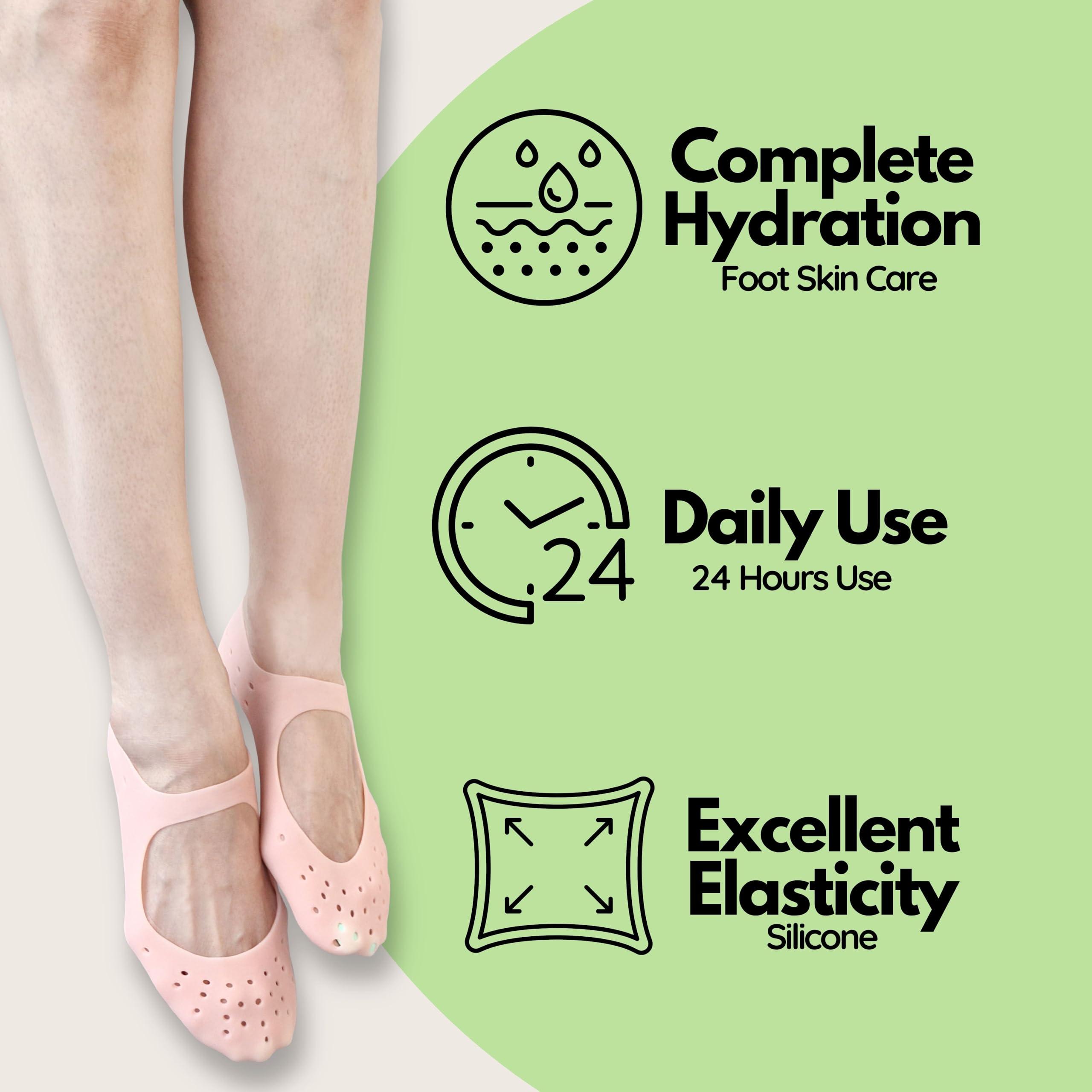 FOOTINSOLE.COM Moisturizing Gel Socks - Hydrating Spa Treatment for Soft, Smooth Feet, Ideal for Dry, Cracked Heels and Rough Skin (Small, 2 Pairs)