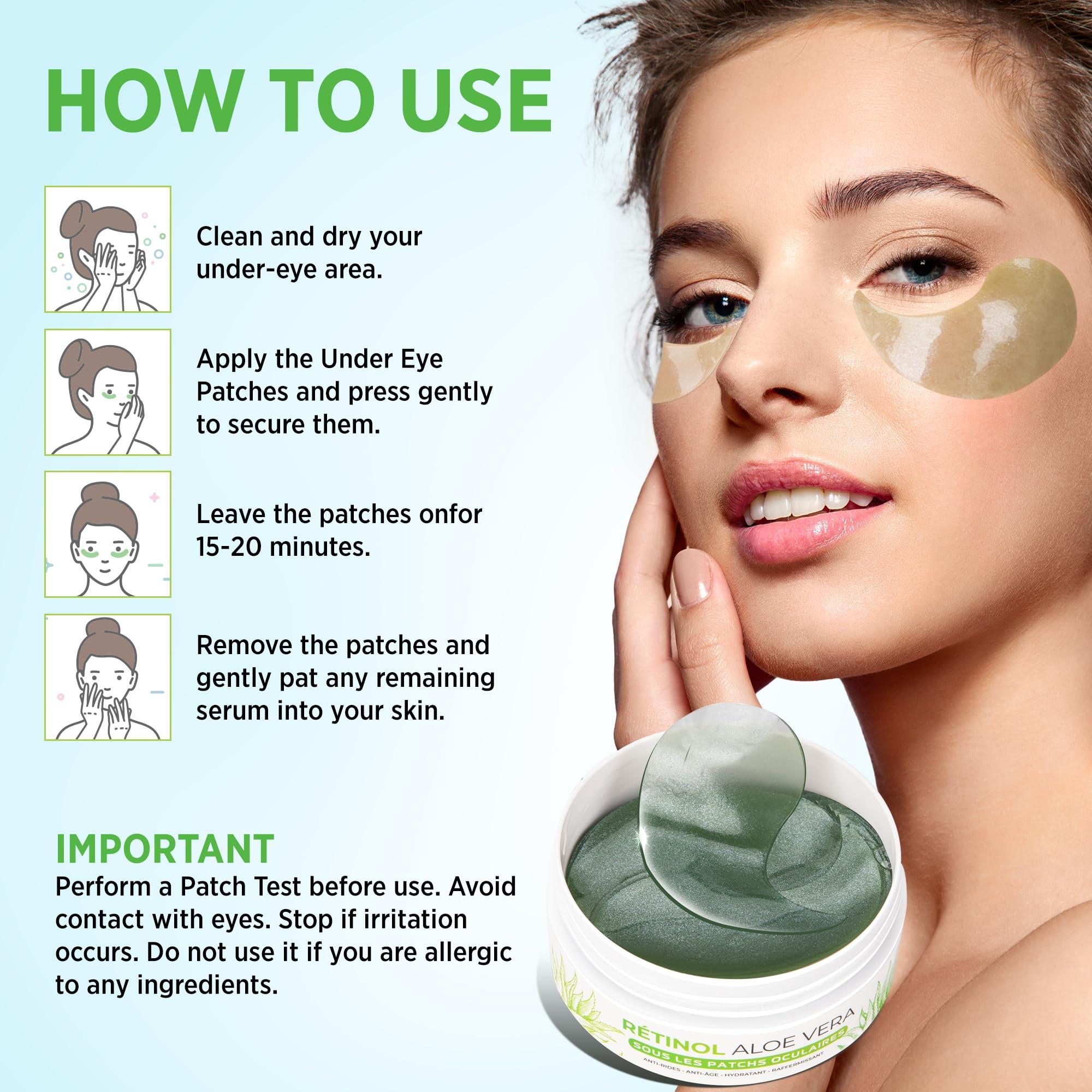 VELAMO ADVANCED VELAMO ADVANCED Under Eye Patches: Aloe Vera Under Eye Mask for Dark Circles - Retinol Eye Patches for Wrinkles and Puffiness - Under Eye Bags Dark Circles Treatment for Women and Men 60 Pcs