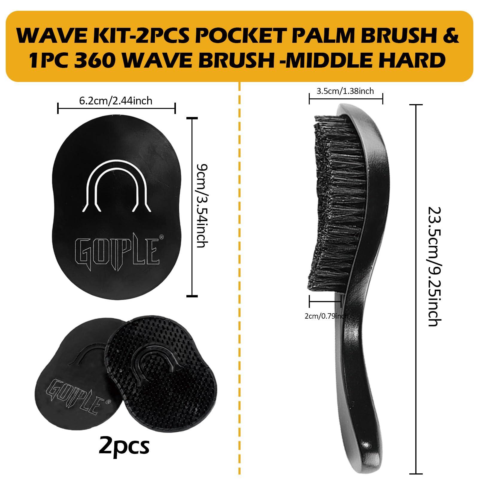 Goiple Wave Pomade for Men Strong Hold Easy Wash 360 Wave Training Hair Cream, Waves Grease for Men Promotes Layered Waves, Moisture, Control and Silky Shine, Wave Kit Curved Medium Waves Brush Silky Durag