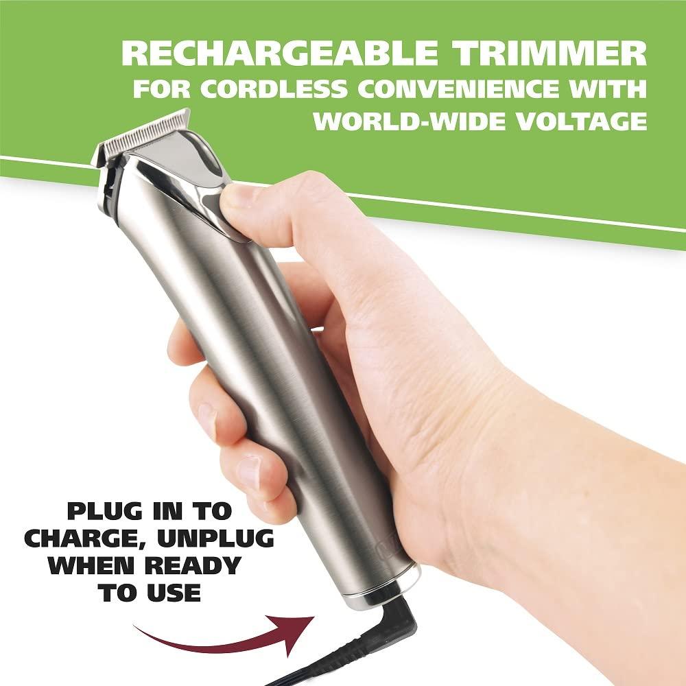 Wahl Wahl USA Stainless Steel Lithium-Ion Cordless Beard Trimmer for Men - Rechargeable All in One Men's Beard Trimmer with Rotary Ear & Nose Trimmer, & Detail Trimmer - Model 9818A