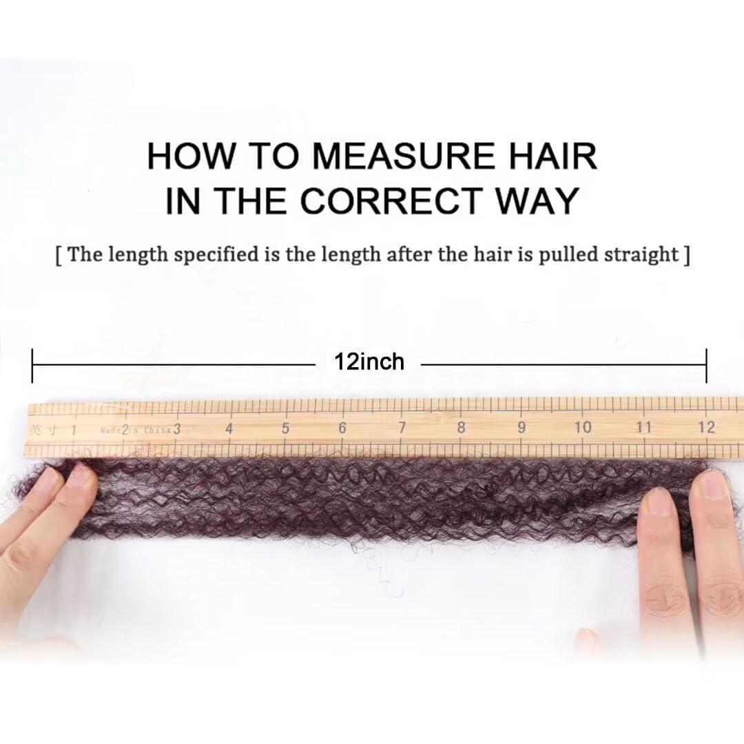 HAPPY&CC HAPPY&CC Afro Kinky Bulk Human Hair for Dreadlock Extensions, Repair Locs Twists and Braids 99J Burgundy Color 12 Inch 50Gram