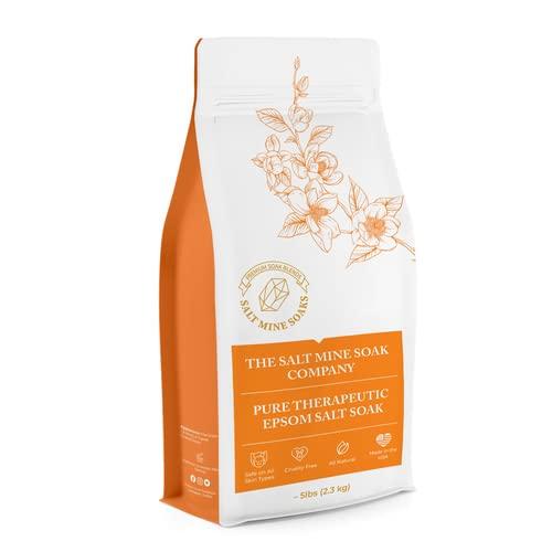 Midwest Sea Salt Company Eucalyptus Pure Therapeutic Epsom Coarse Grain (2mm) Salt Soak 5 lbs - Custom - Orange