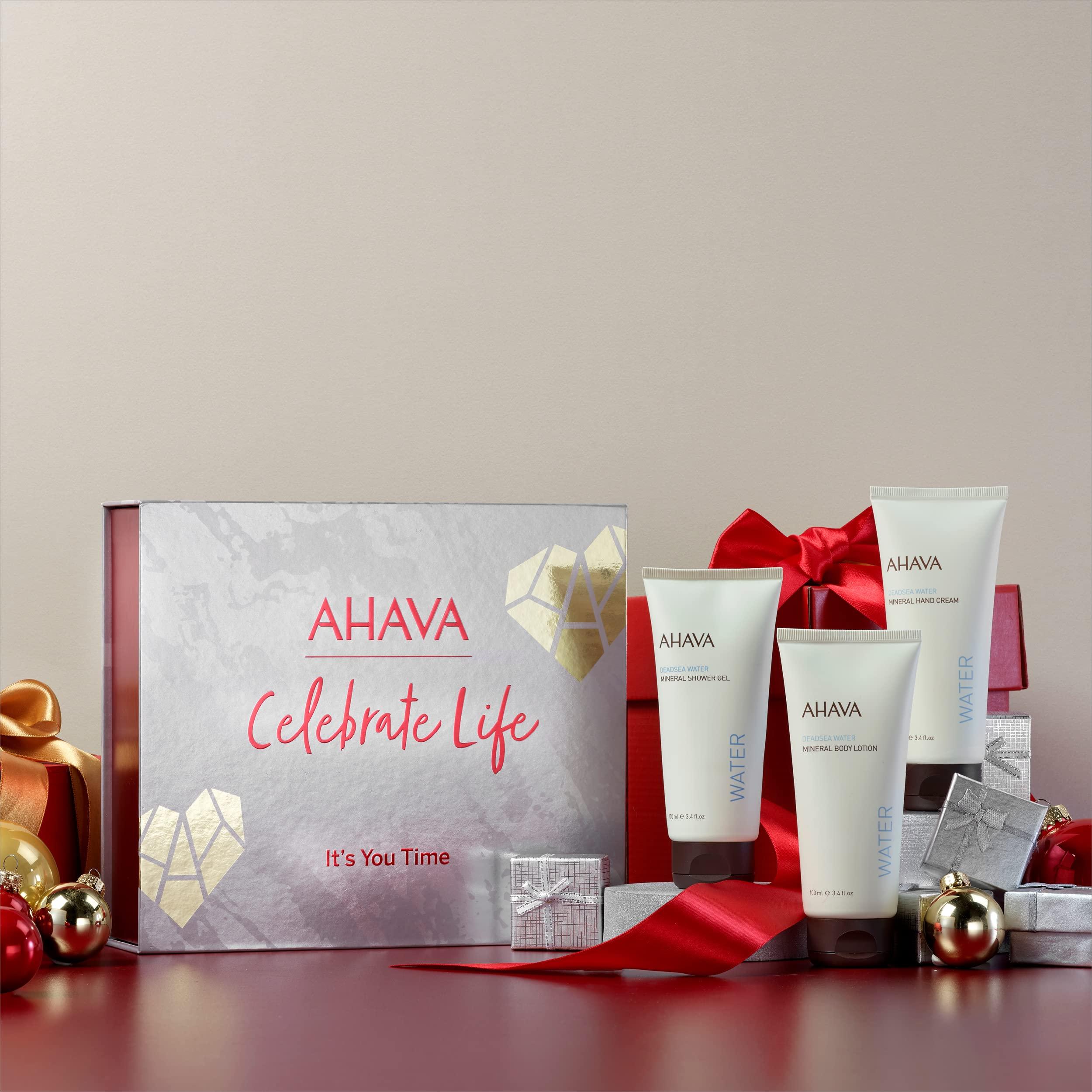 AHAVA AHAVA It\'s You Time Body Trio - Includes Mineral Body Lotion, Mineral Hand Cream & Mineral Shower Gel, with Exclusive Dead Sea Mineral Blend Osmoter, 3 x 3.4 Fl.Oz