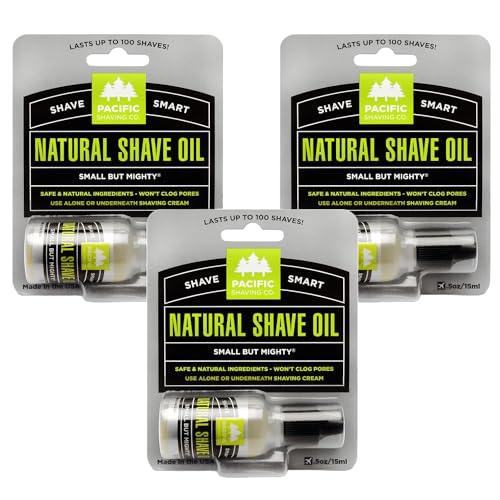 Pacific Shaving Company Pacific Shaving Company Natural Shaving Oil - Eliminates Cuts, Nicks, & Razor Burn, Soothes & Moisturizes Skin, Reduces Irritation, with Natural & Organic Ingredients, Made in USA, 5 oz (3-Pack)