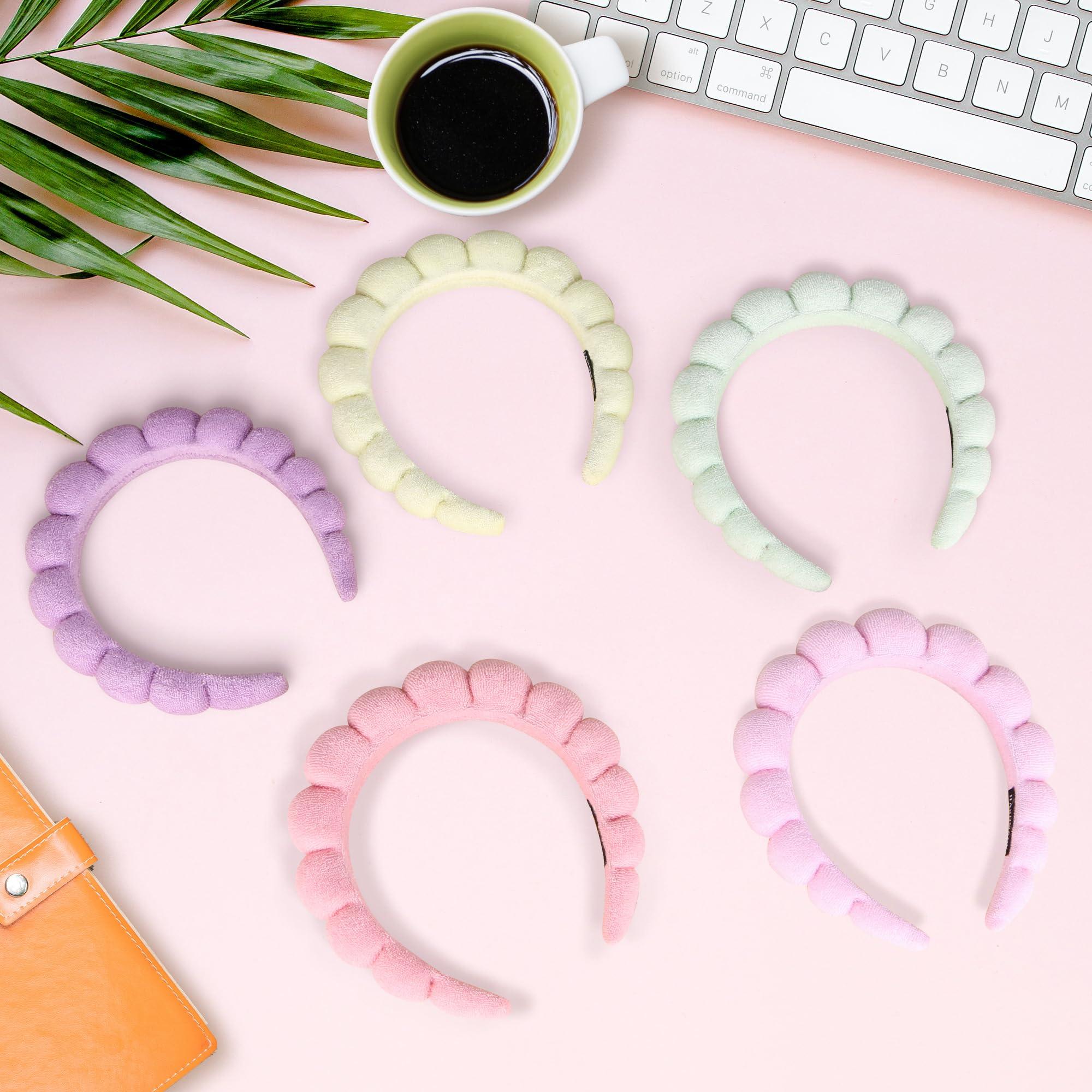 RAISEY RAISEY 10 Pcs Spa Headband Bulk for Women Makeup Sponge Headband Puffy Hair Band for Washing Face Women Girls (Terry Cloth)