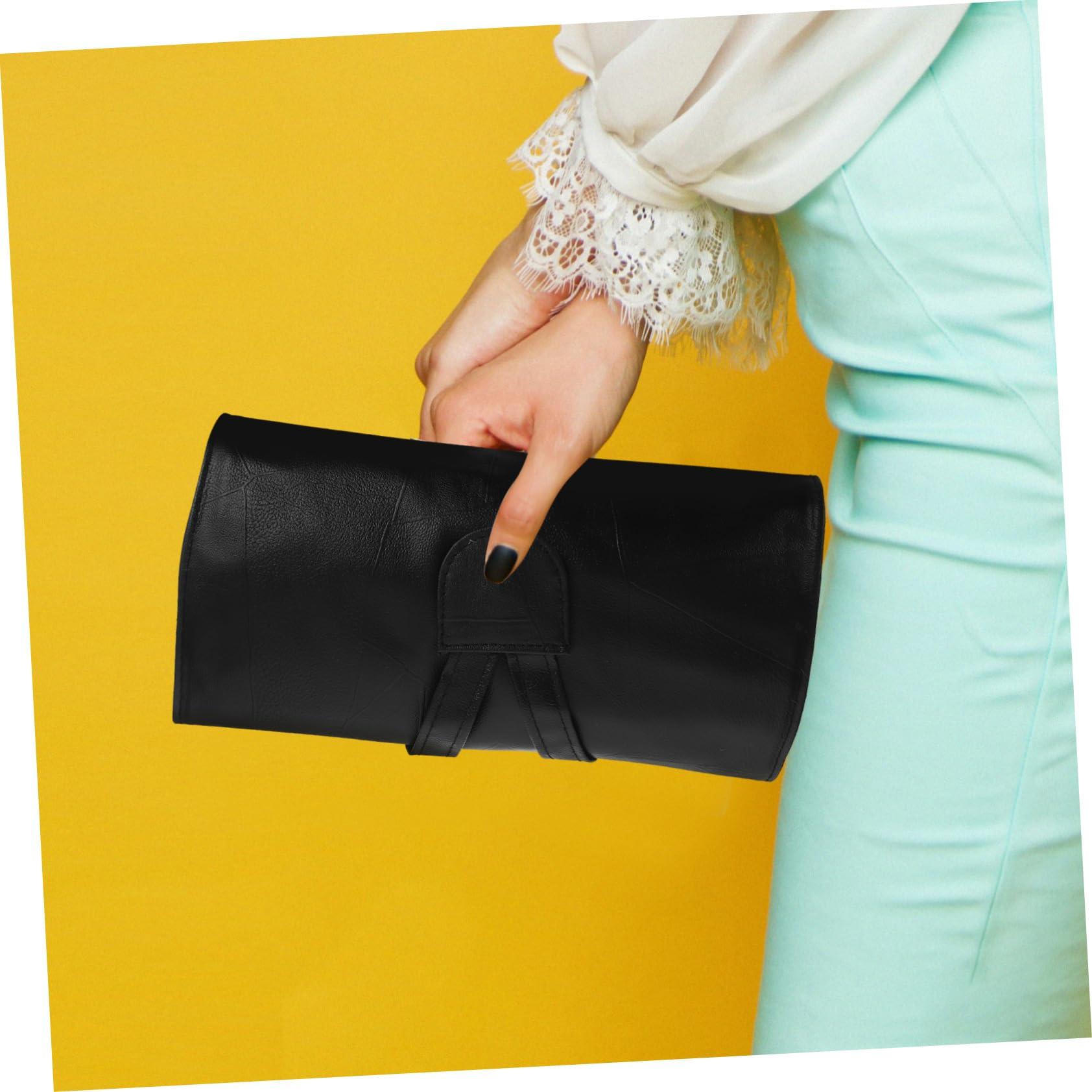 FOMIYES FOMIYES Roll up Make up Brush Case 18-piece Pu Leather Black Travel Makeup Brush Holder