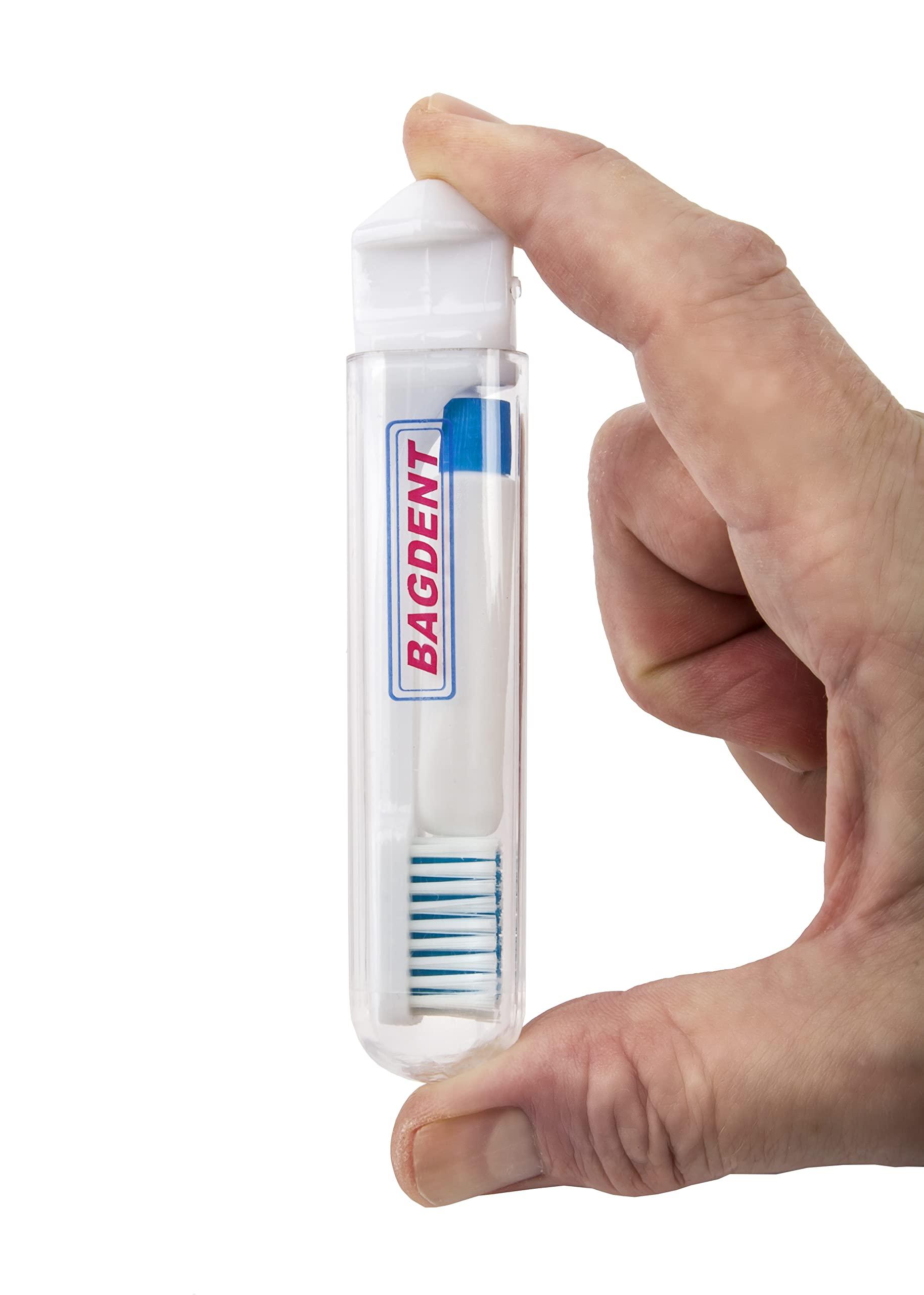 Bagdent Bagdent Travel Toothbrushes and Toothpaste Empty Containers - 11 PCS/Set: 3X Foldable Toothbrushes, 6X Empty Refillable Tubes (0.12oz), 2X Filling Adapters, Travel Set, Emergency Set, Daily Use