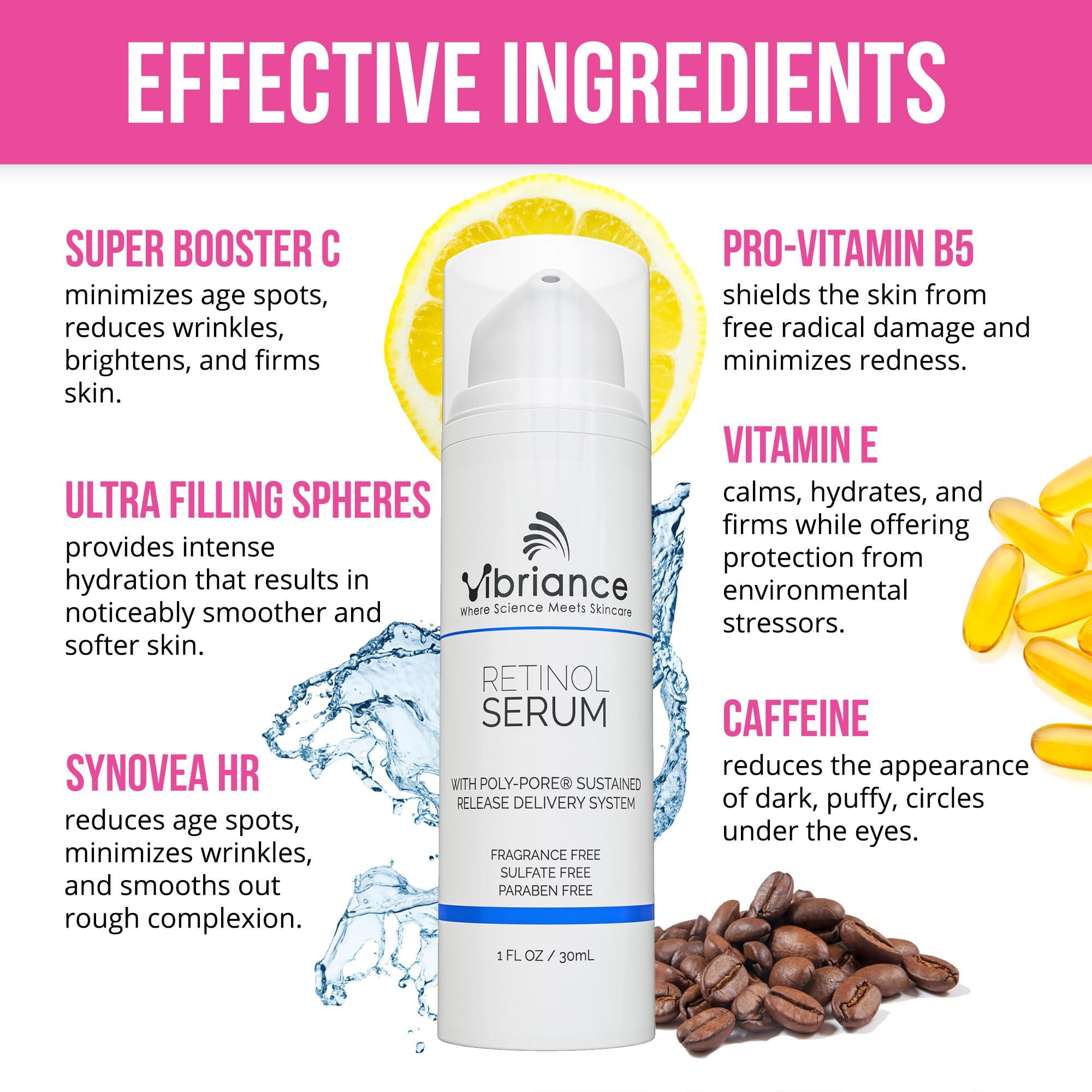 Vibriance Vibriance Retinol Serum for Face - Reduces Appearance of Deep Wrinkles and Large Pores, Enhances Tone, Improves Complexion - Sensitive, Mature Skin Night Cream - 1 fl oz