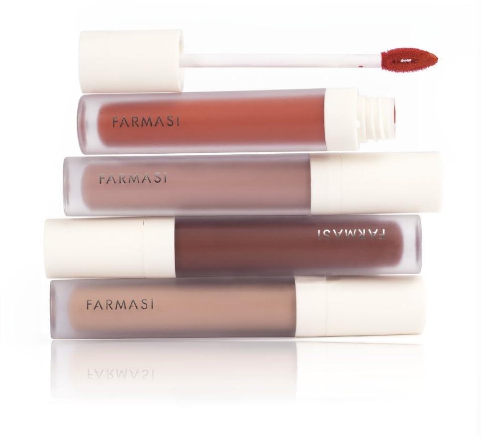 FARMASi FARMASi Make Up Matte Liquid Lipstick, Long-Lasting and Ultra-comfortable, High-Impact, Lightweight, Organic, Pure Pigments 0.14 fl.oz (Red Love)