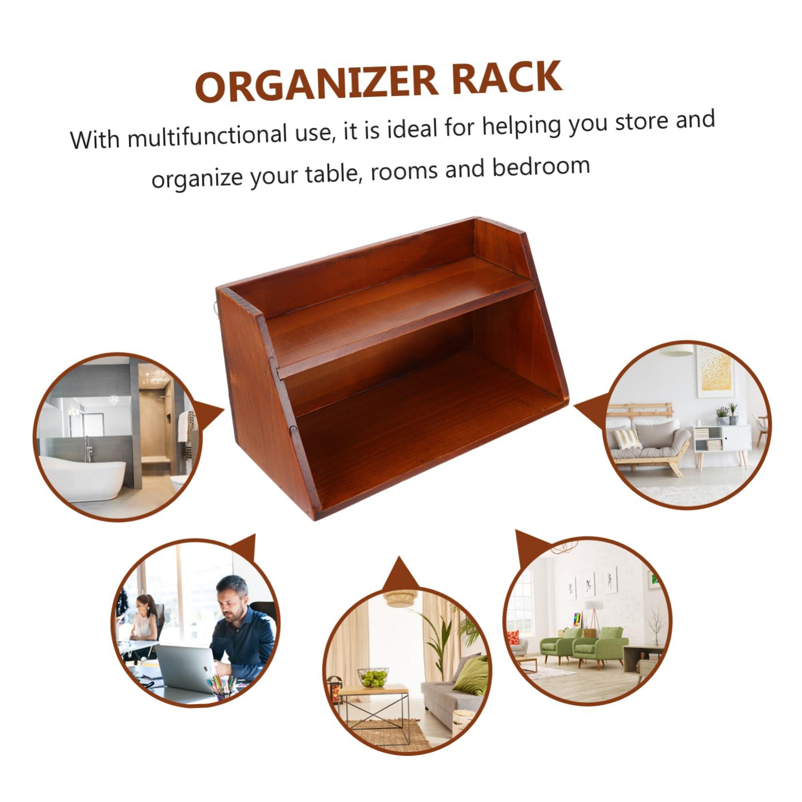 POPETPOP POPETPOP 1pc Multi-layer Shelf Bin Marker Organizer Organiser Mouse Computer Desktop Pantry Pen Holder for Desk Make Dividers Accessories Unique Foil Storage Shelving Cosmetics Rack Wood