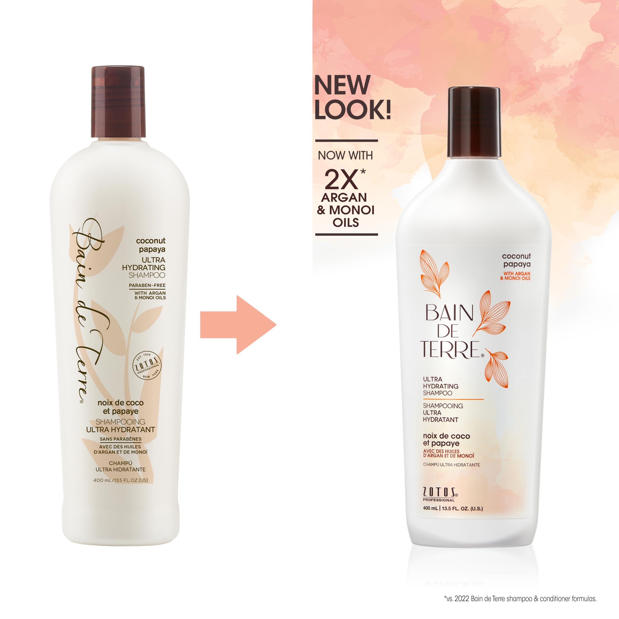 Bain de Terre Bain de Terre Ultra Hydrating Shampoo and Conditioner Set | Coconut Papaya | Hydrates Overly Dry | Damaged Hair | Paraben Free | Color-Safe | 13.5 Fl Oz