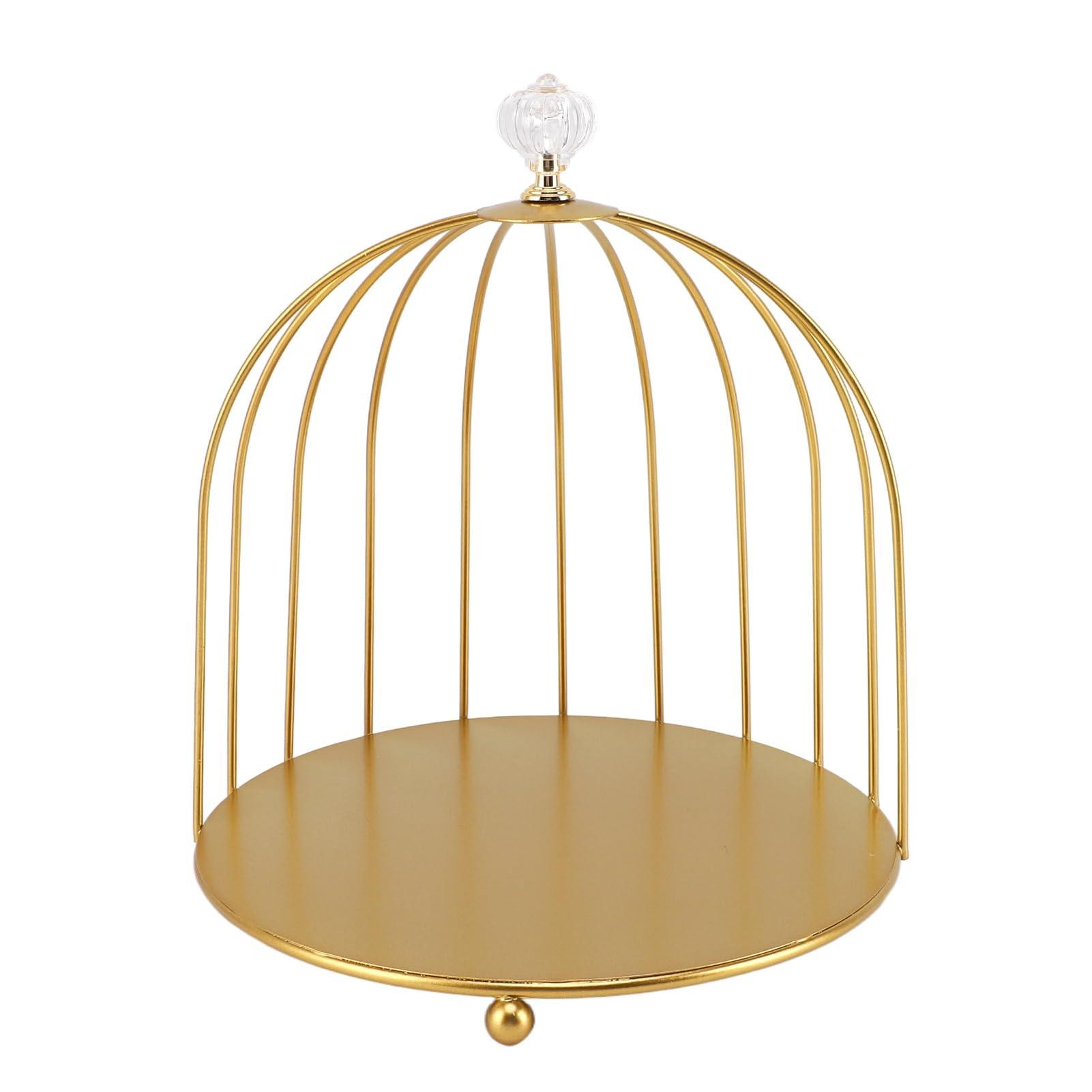 Generic Gold Bird Cage Makeup Display Stand, Iron Multifunctional Cosmetic Organizer for Bathroom, Space Saving Birdcage Shelf for Toiletries (Single Layer)