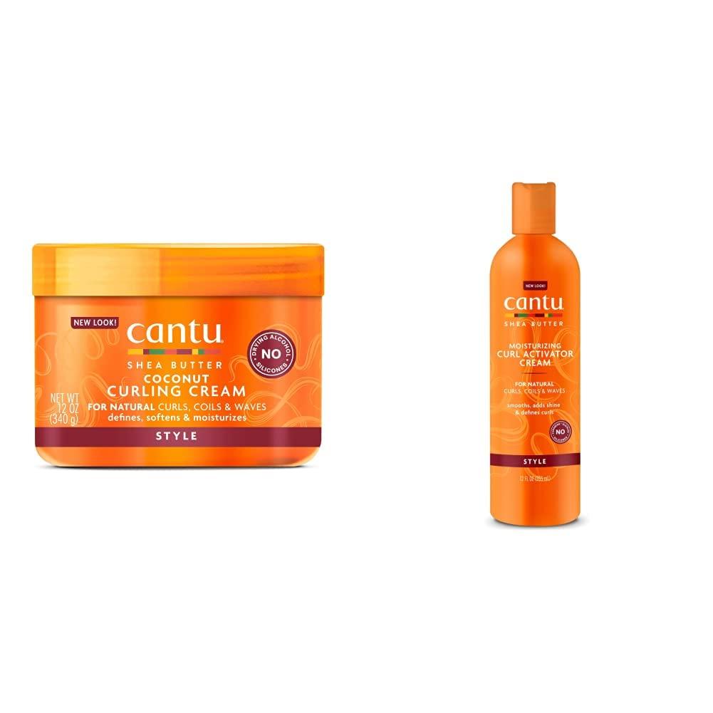 Cantu Cantu Moisturizing Curl Activator, 12 fl oz & Coconut Curling Cream with Shea Butter for Natural Hair, 12 oz (Packaging May Vary)