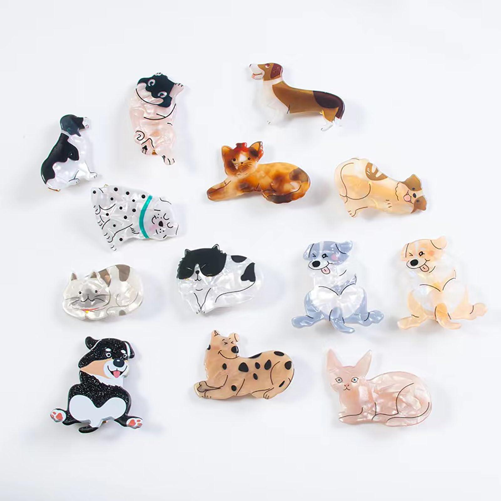 Achstrify Small Pug Hair Clips,Dog Shape Bangs Alligator Clips,Animal Shape Hairpins,Acetate Hair Duckbill Clips,Small Hair Barrettes for Girl,Pack of 2 (s10)