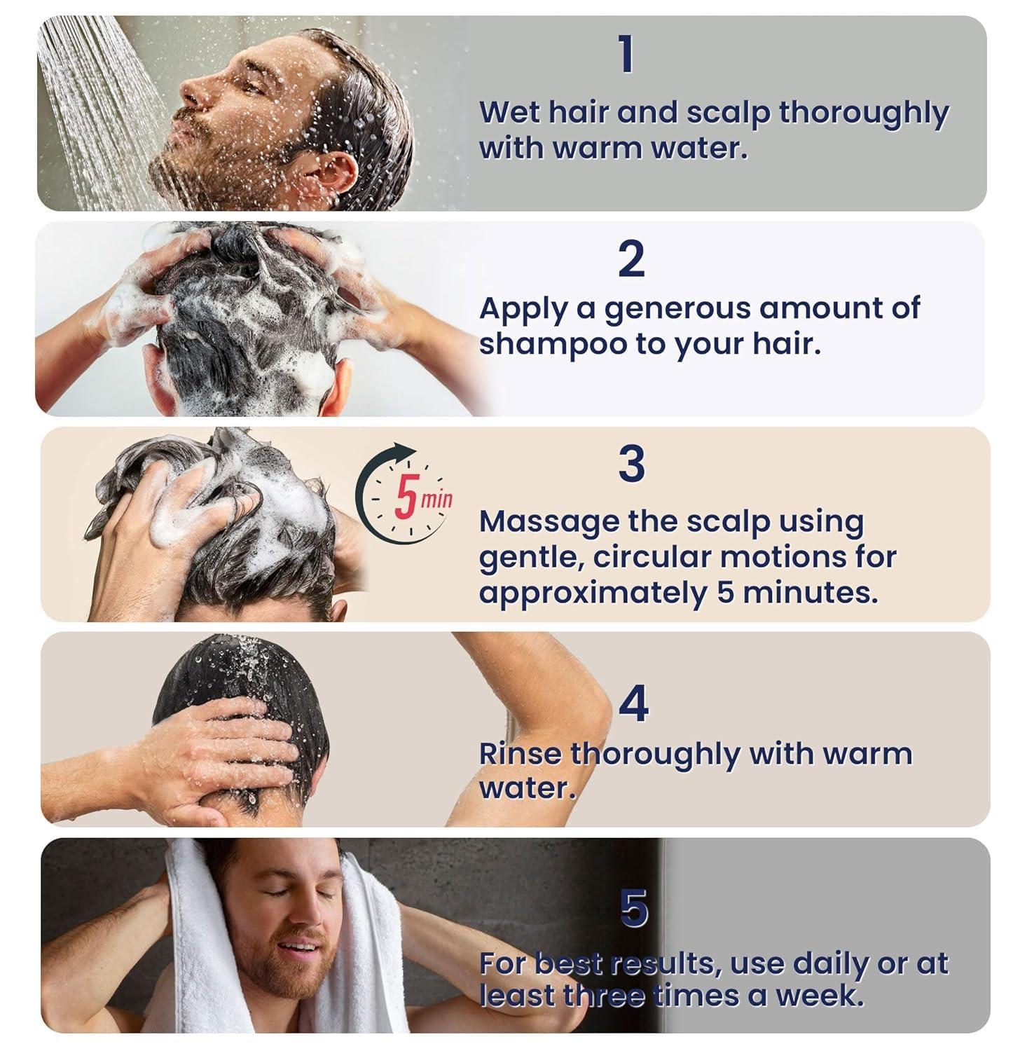 Uttse Uttse Biotion Hair Growth Shampoo for Men: Natural Thickening Shampoo with Tea Tree Oil Ginseng Mint for Hair Loss and Thinning Hair - 10.1 fl.oz, Dark Blue