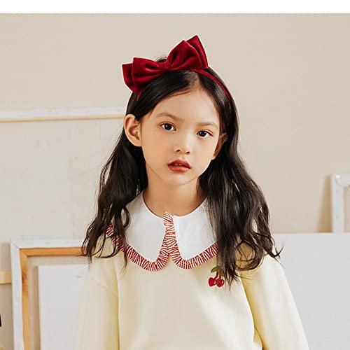 Generic Velvet Bow Hair Band Cute Retro Princess Hair Hoop Korean Hair Accessories Gift Headband Cloth Double Layer Bow Sweet Decoration(Side Bow,Red)