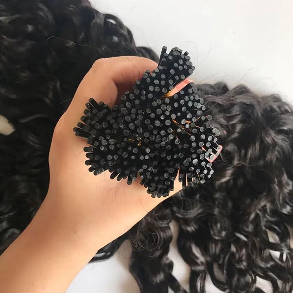 QUINLUX WIGS QUINLUX WIGSI Tip Hair Extensions Microlinks For Black Women Natural Deep Wave Malaysian 100% Human Hair Can Be Dyed Water Wave Brazilian Remy Human Hair 1g/Pcs 100Pcs/Set 24 inch
