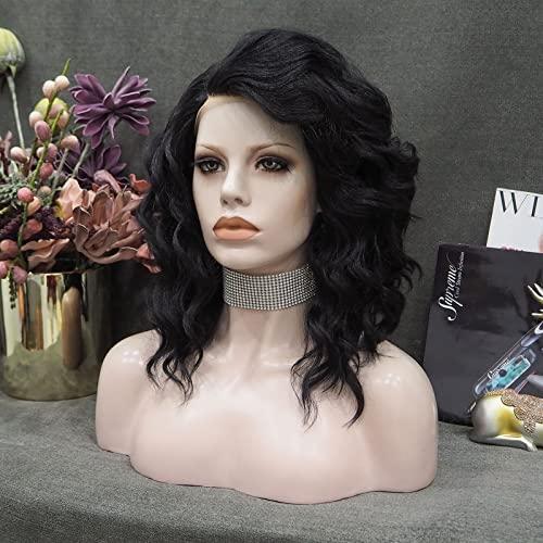 IMSTYLE IMSTYLE Short Lace Front Wig Black Synthetic Wig Short Bob Wigs for Women Natural Wavy for Cosplay and Drag Queen