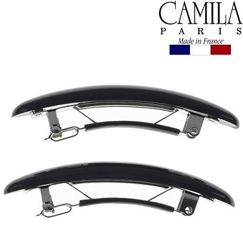 Camila Camila Paris CP2882/2 French Hair Barrette Clip for Girls, Black Small 2.5 inch Set of 2 Strong Hold Grip Hair Clips for Women, No Slip and Durable Styling Girls Hair Accessories, Made in France