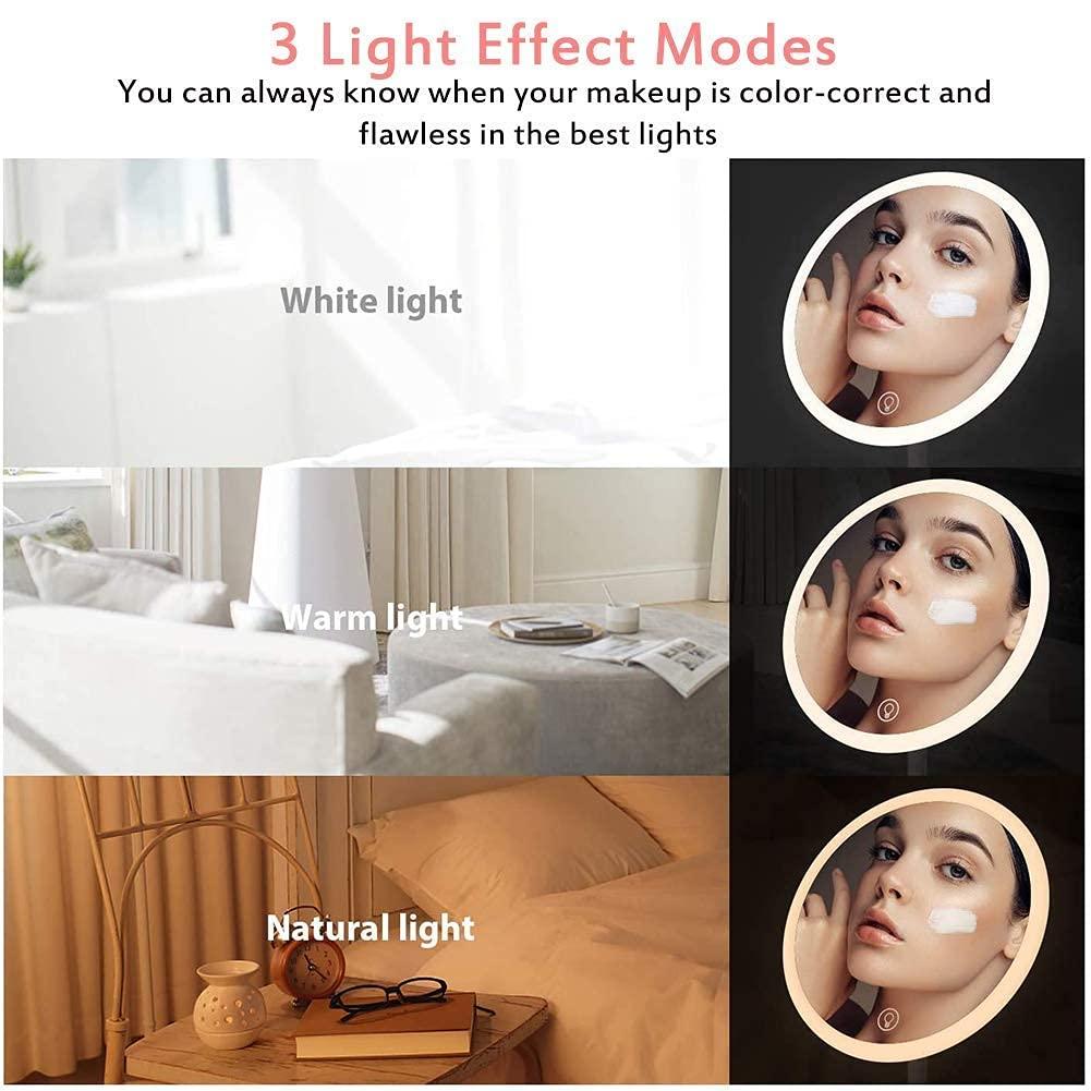 DJFHDIHRFHBVCASIJ Tabletop Shaving Mirrors with A 5X Magnify Glass, Dimmable Vanity Mirrors for Bathrooms, Hotels, Spas and Beauty Salons