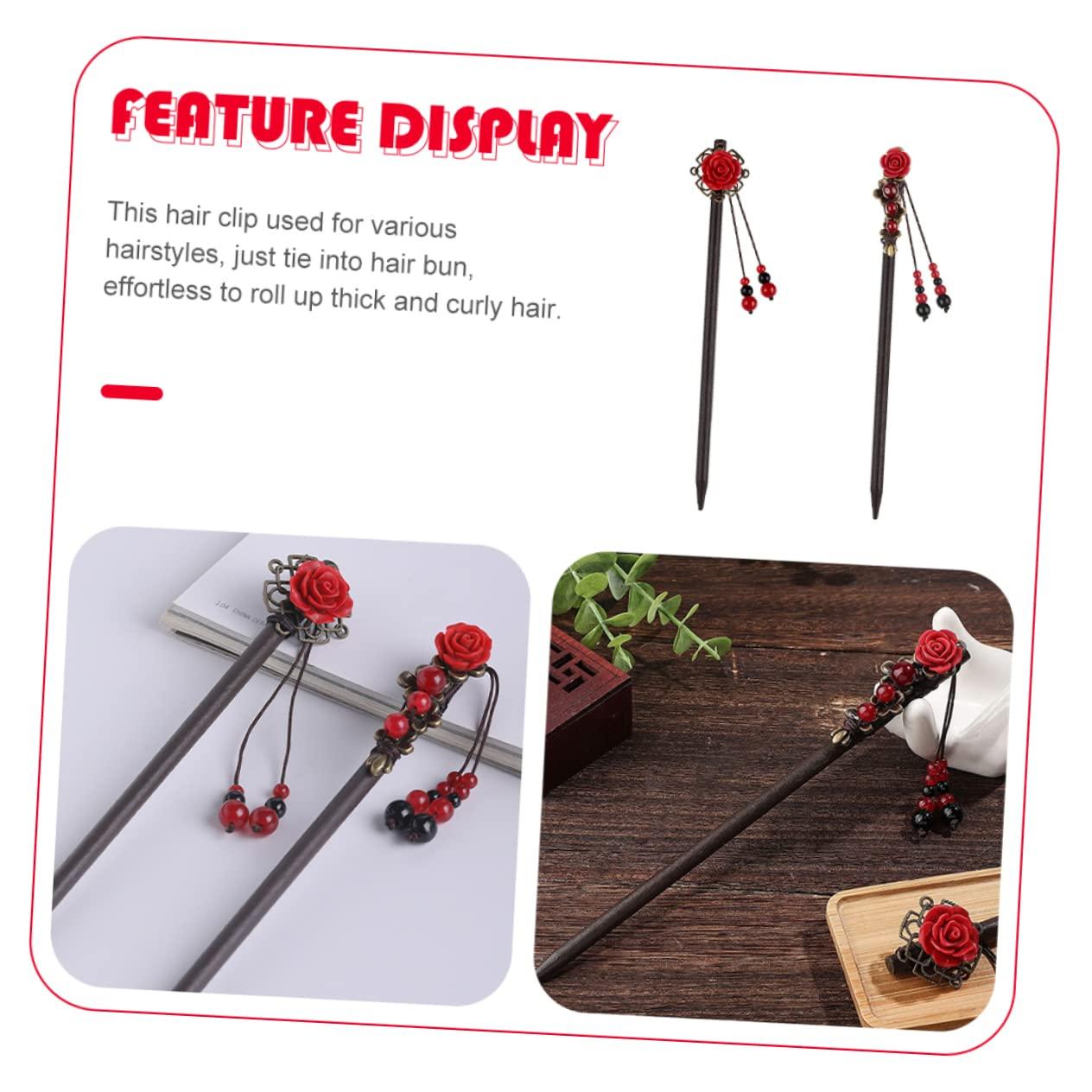 NOLITOY NOLITOY 2 Hair Chopsticks Chinese Hair Sticks Flower Hair Pins Hair Clips for Buns for Parties