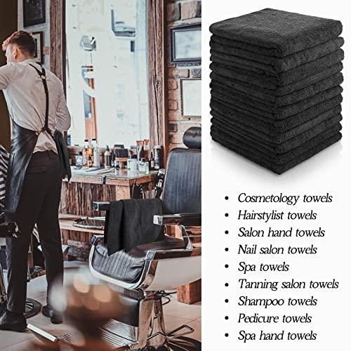 Shimeyao 26 Packs of Bleach Proof Salon Towels Absorbent Microfiber Towels Bleach Resistant Salon Hand Towels for Gym, Bath, Spa, Shaving, Shampoo, Home Hair Drying, 16 x 28 Inches (Black)