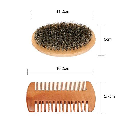 Semme Semme Beard Brush and Comb Set, Boar Bristle Beard Brush and Handmade Wooden Comb Mustache Shaving Cleaning Grooming Kit for Men