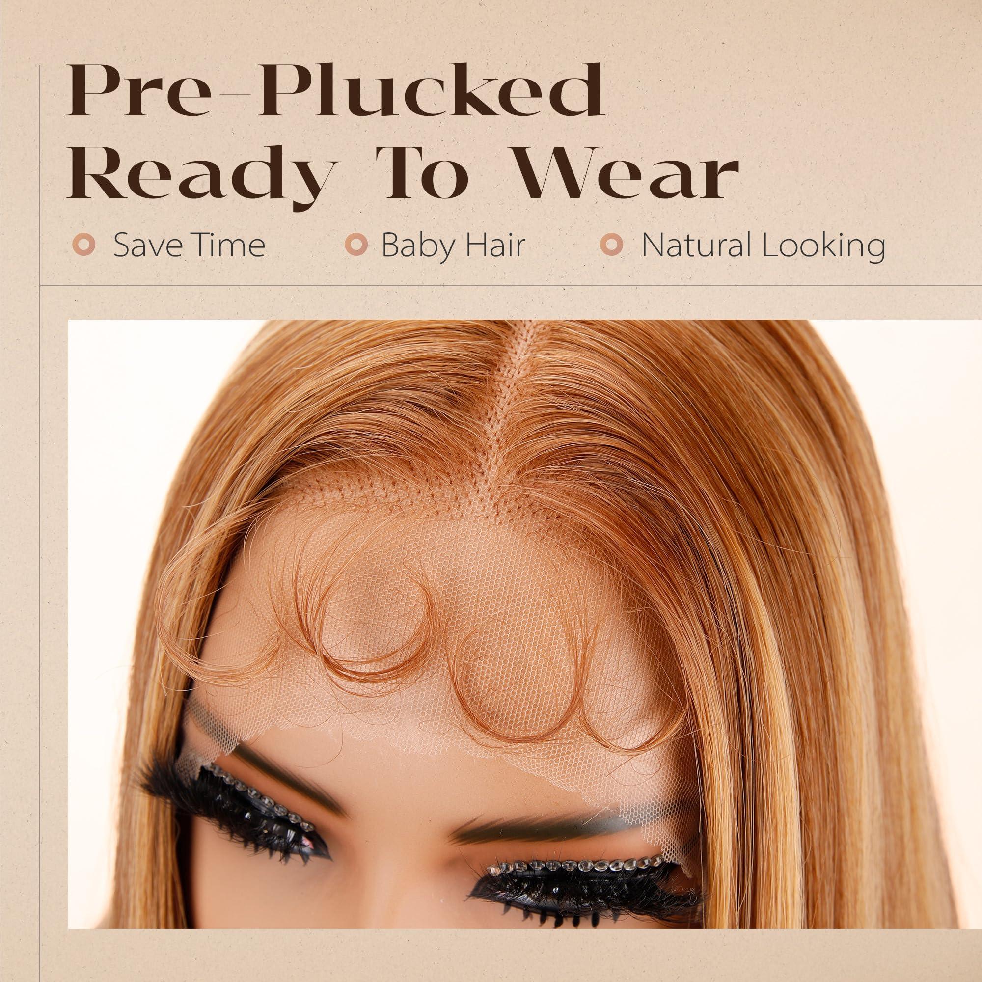 BLL 30 Inch Blonde Lace Wig, Platinum Blonde Lace Front Wigs White Synthetic Silk Straight Pelucas Natural Hairline 613 Wig (Light Blonde 613, 30 Inch)