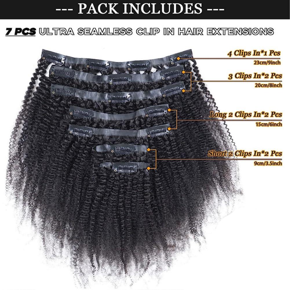 Kiss darling LASHES Seamless Clip In Pu Hair Extensions for Women, 4c Curly Mongolian Kinky Curly PU Clip Ins Human Hair Extensions Skin Weft Full Head 8\"inch 120g