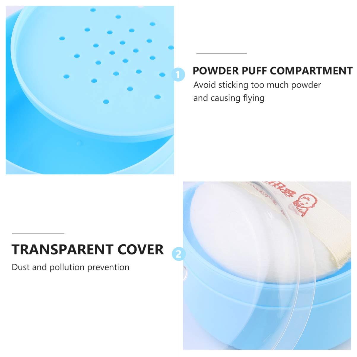 Beavorty Body Powder Puff Sponge Box Blue Powder Powder Puff case talcum Powder Puff case Powder Applicator Container with Puff After-Bath Powder Puff Container