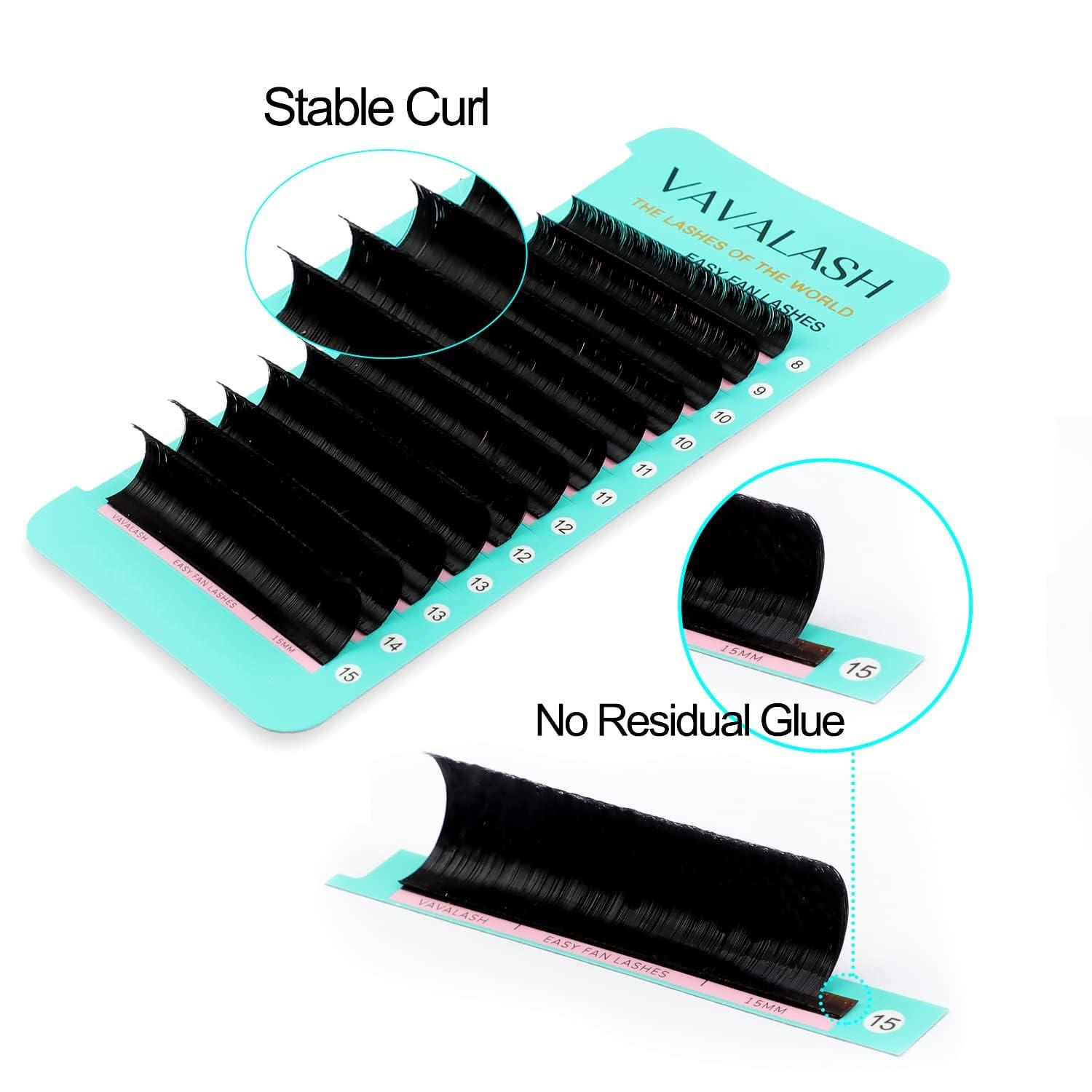 VAVALASH Eyelash Extension Supplies DD Curl 0.12 Rapid Volume Lash Extensions Easy Fan 3D 4D 5D 6D 7D 10D Automatic Blooming Flower Lashes Self Fanning Lashes Volume Individual Lashes DD-0.12,8-15mm