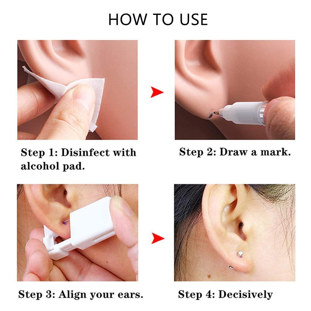 Shyarr Ear Piercing Gun 2 Pack Disposable Ear Piercing Gun Kit Safety Ear Piercing Kit Tool with 4MM Earring Studs Hypoallergenic Ear Piercing Kit