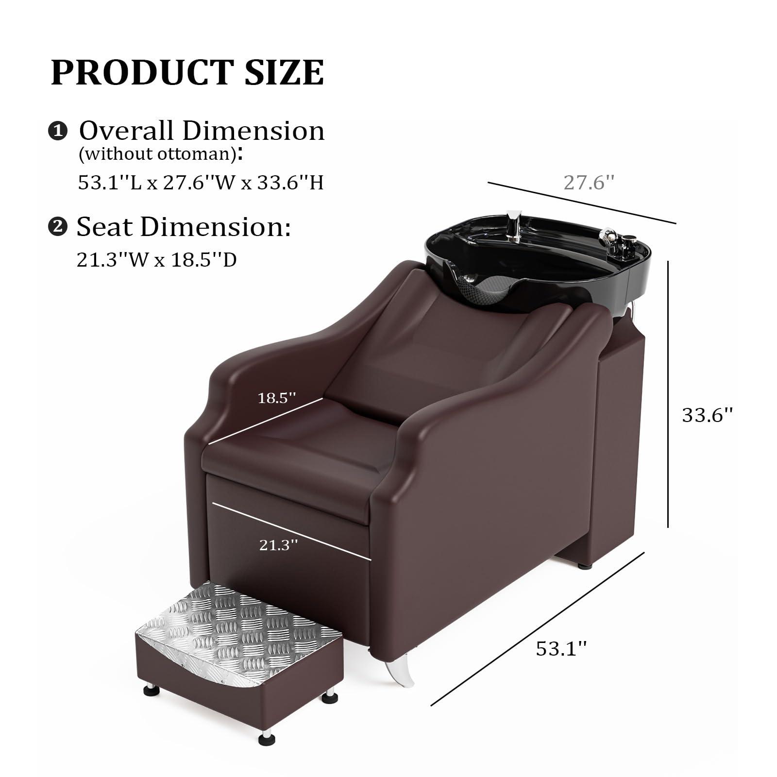 OmySalon OmySalon Shampoo Backwash Unit with Black Porcelain Bowl, Salon Sink Hair Wash Chair Shampoo Station, Barbershop Beauty Spa Massage Hairdressing Equipment