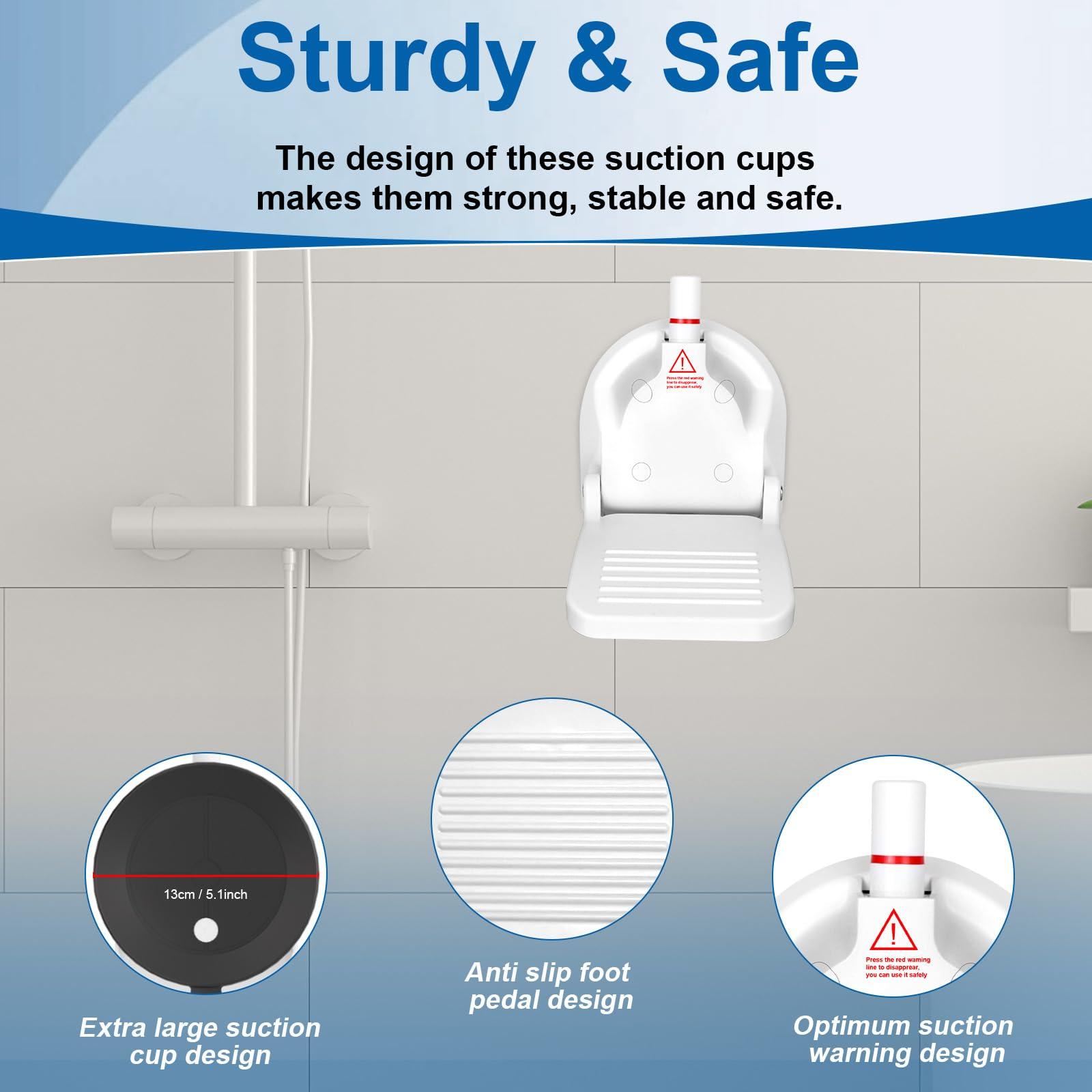 CLIO Foot Rest for Shower to Shave Legs, Foldable Shaving Step for Inside Shower, Suction Cup Shower Foot Rest