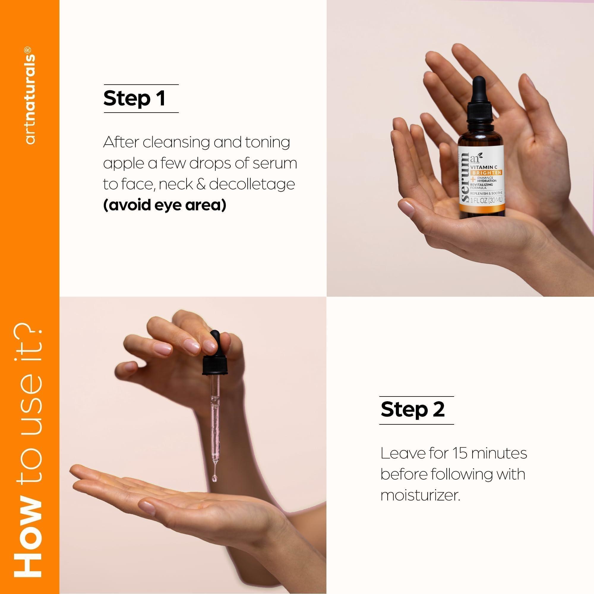 Artnaturals artnaturals Anti-Aging Vitamin C Serum - (1 Fl Oz / 30ml) - with Hyaluronic Acid and Vit E - Wrinkle Repairs Dark Circles, Fades Age Spots and Sun Damage - Enhanced 20% Vitamin C