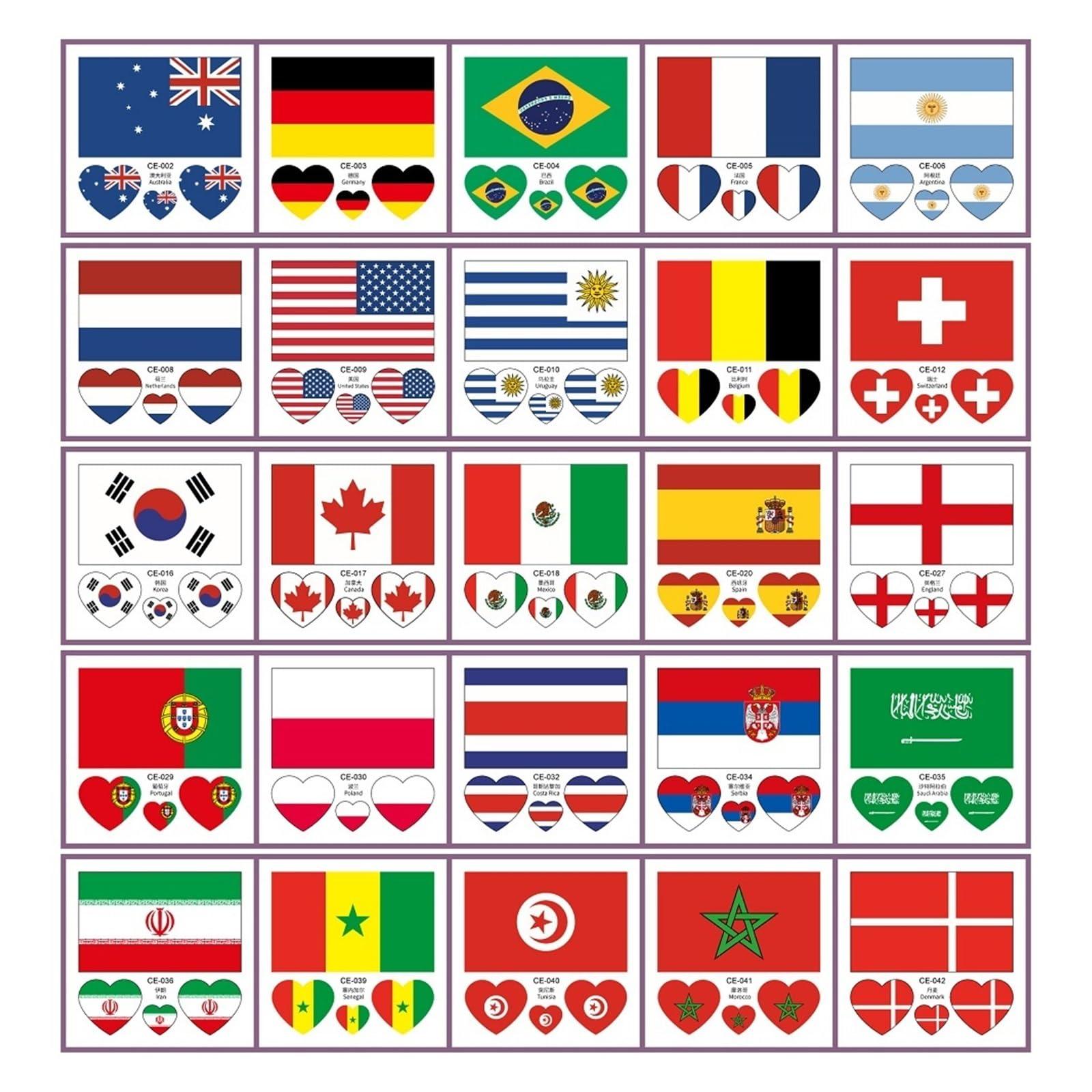 JCUIYyo 10Pcs/Set Football Temporary Tattoo National Flag Sticker Disposable Women Men World Game Activities Makeup Waterproof (Color : Uruguay, Size : A)