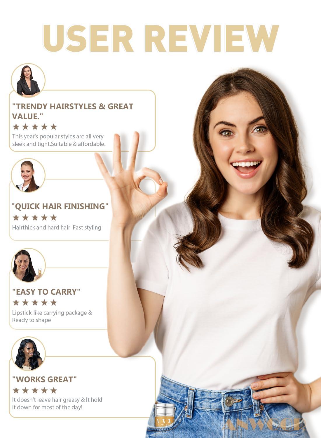 AnWoor Hair Wax Stick, 2PCS - Wax Stick For Hair Slick Back Stick For Hair Fly Away & Edge Frizz, Easy to Absorb & No White Chips & No-Greasy & Frizz Hair