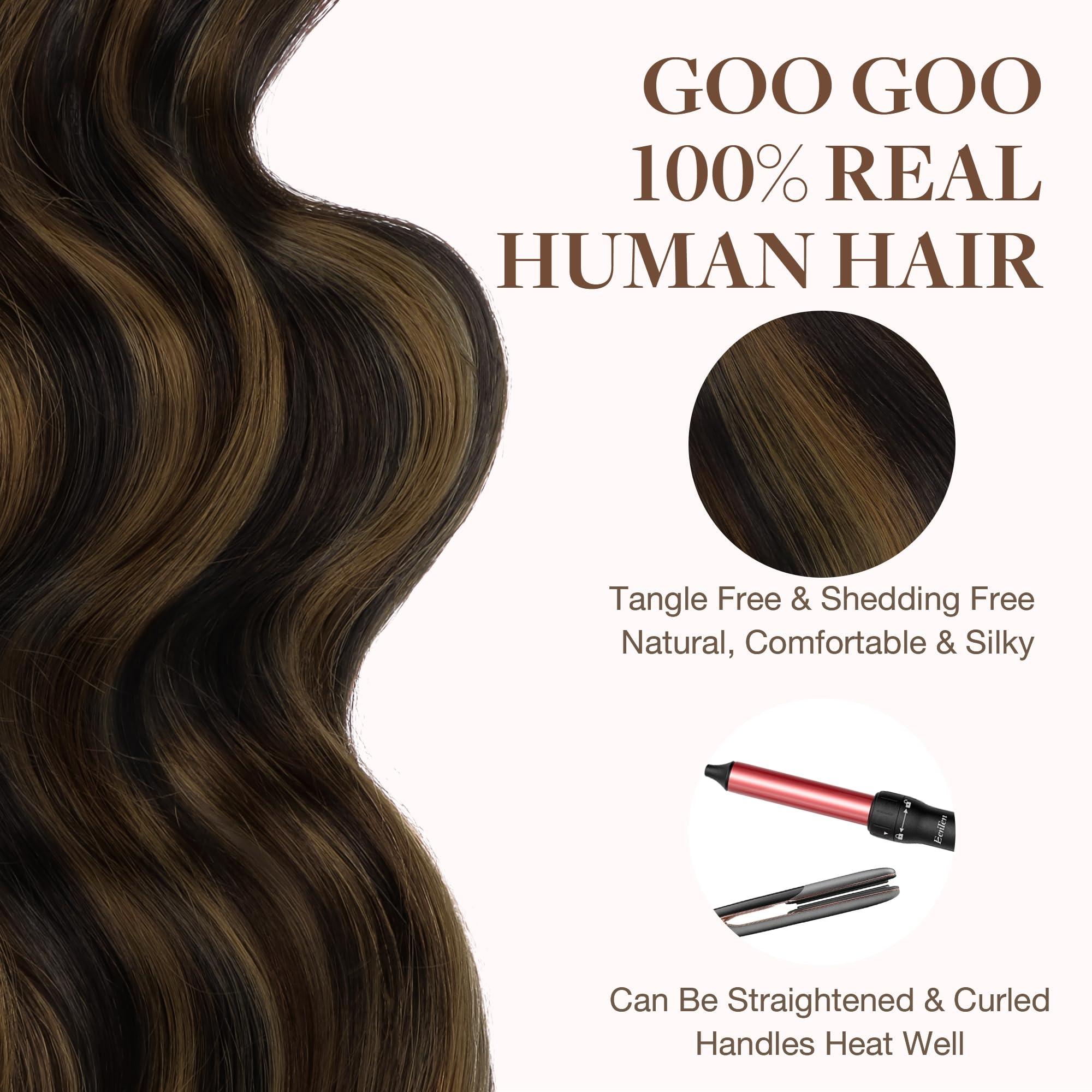 GOO GOO GOO GOO Tape in Hair Extensions Human Hair, 2/6/2 Balayage Dark Brown to Chestnut Brown, 12inch 40g 20pcs, Thick Ends Straight Seamless Tape in, Invisible Tape in Hair Extensions Human Hair