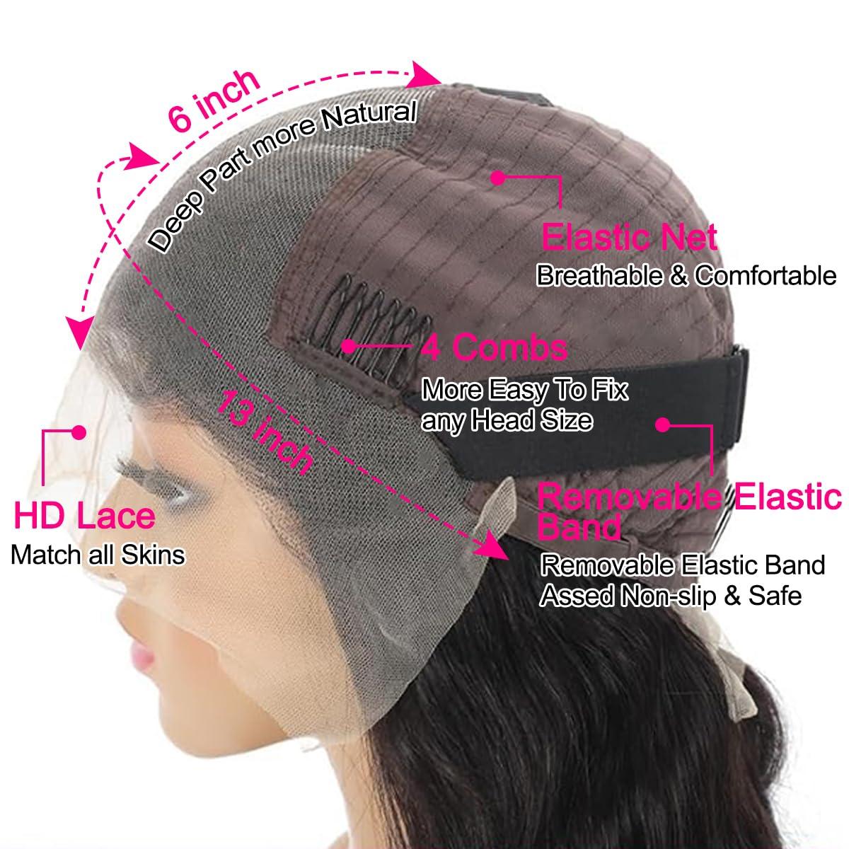 Worldnewhair Worldnewhair 13x6 Body Wave Lace Front Wigs Human Hair HD Lace Frontal Wig for Women 18 Inch Glueless Wigs Pre Plucked Natural Black Human Hair Lace Front Wigs Body Wave Human Hair Wigs 180 Density