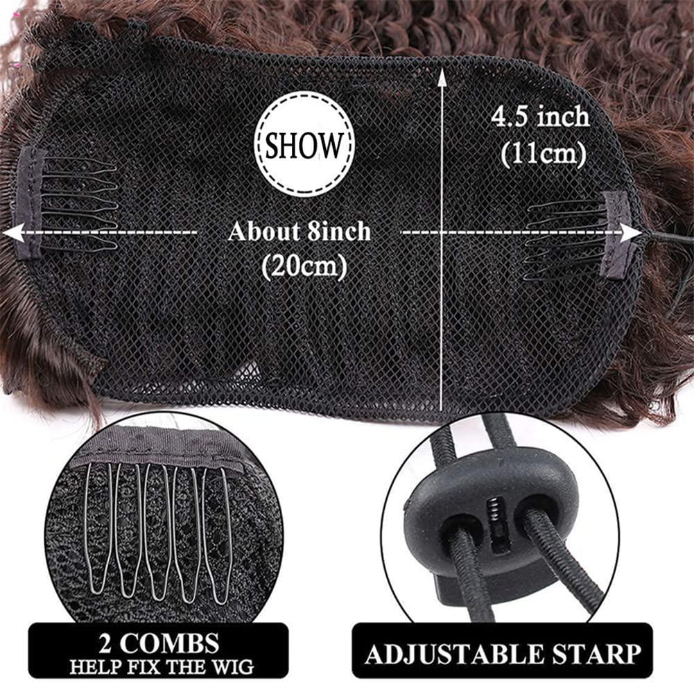 Youllyuu Drawstring Afro Kinky Curly Ponytailtail Hair Indian Hair Extensions For Women Black Brown Clip In Ponytailtail Hair T1B350