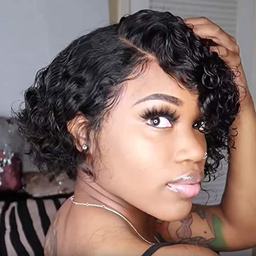 Jauarta Jauarta Sexy Wigs curly for Women, Short Curly Wig Afro Human Hair Wig, Black Full Lace Front Hair for Cosplay Party Salon