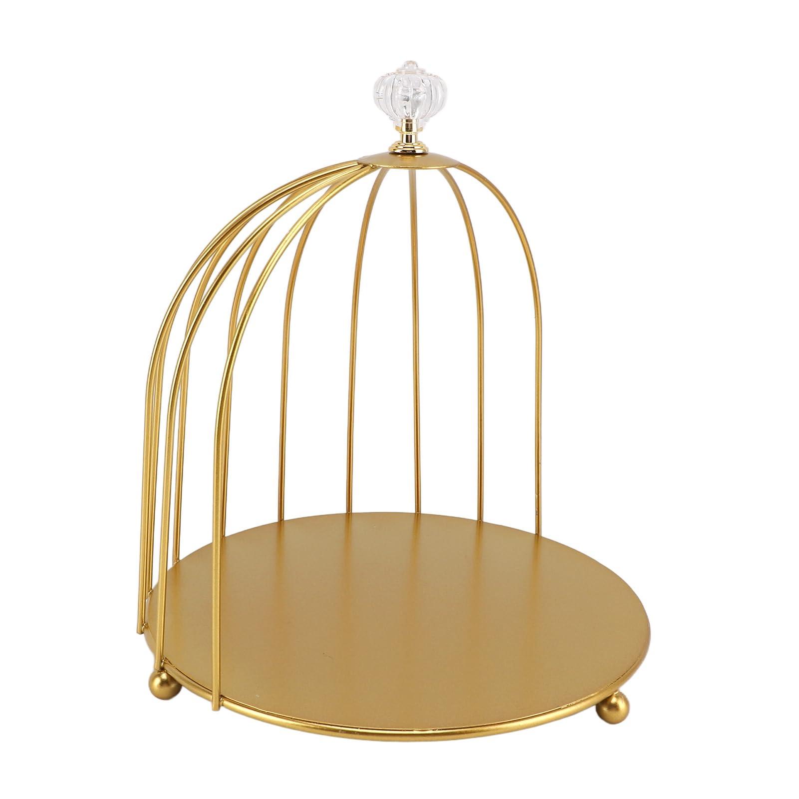Generic Gold Bird Cage Makeup Display Stand, Iron Multifunctional Cosmetic Organizer for Bathroom, Space Saving Birdcage Shelf for Toiletries (Single Layer)