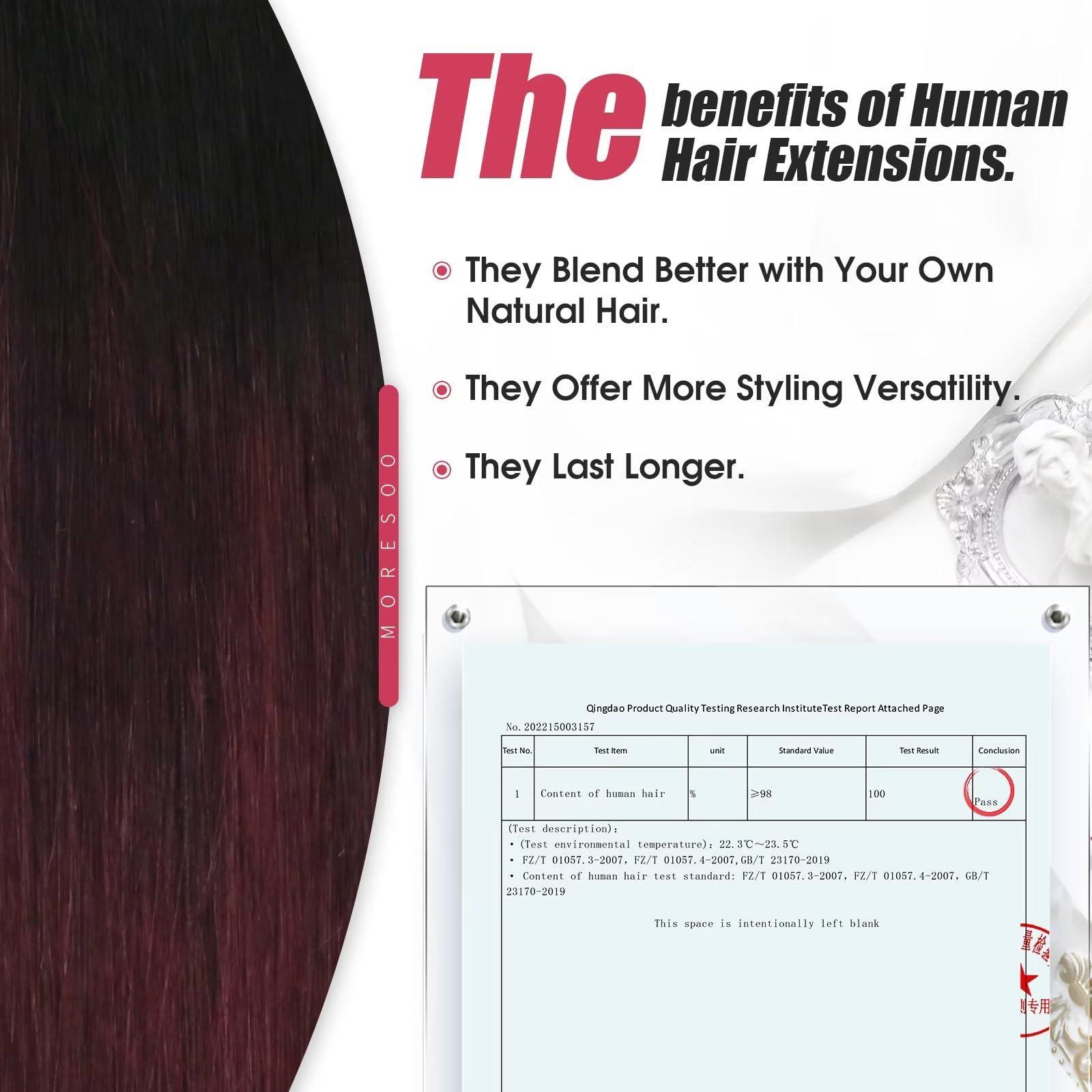 Moresoo Moresoo Tape in Burgundy Hair Extensions Ombre Human Hair Extensions Balayage Off Black to Black with Wine Red Hair Extensions Human Hair Tape in Skin Weft Hair Extensions 14 Inch #1B/99J 20pcs 50g