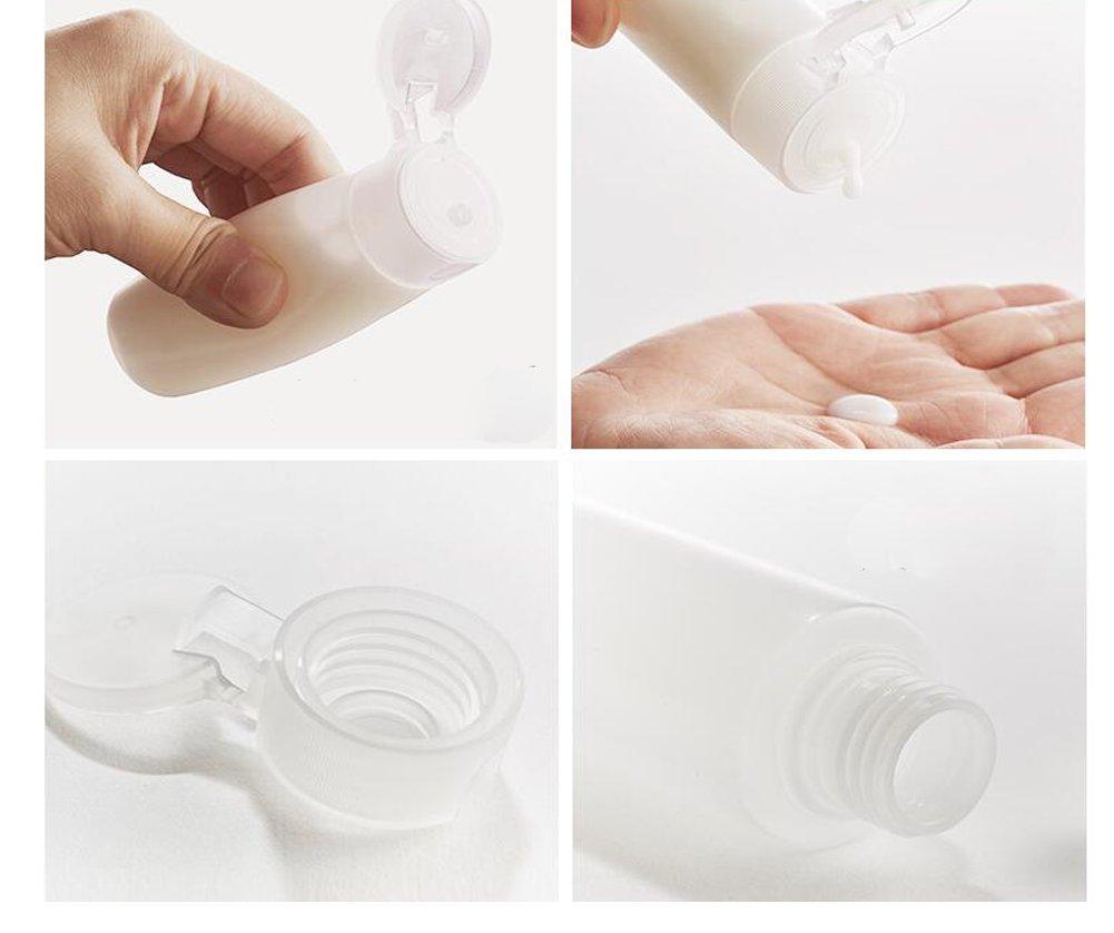 UPSTORE UPSTORE 2PCS Empty Refillable Plastic Clear Soft Tube Squeeze Bottle Jars With Flip Cover Cosmetic Makeup Packing Storage Holder Containers for Toner Lotion Shower Gel Cleaser Shampoo (200ml/6.8oz)