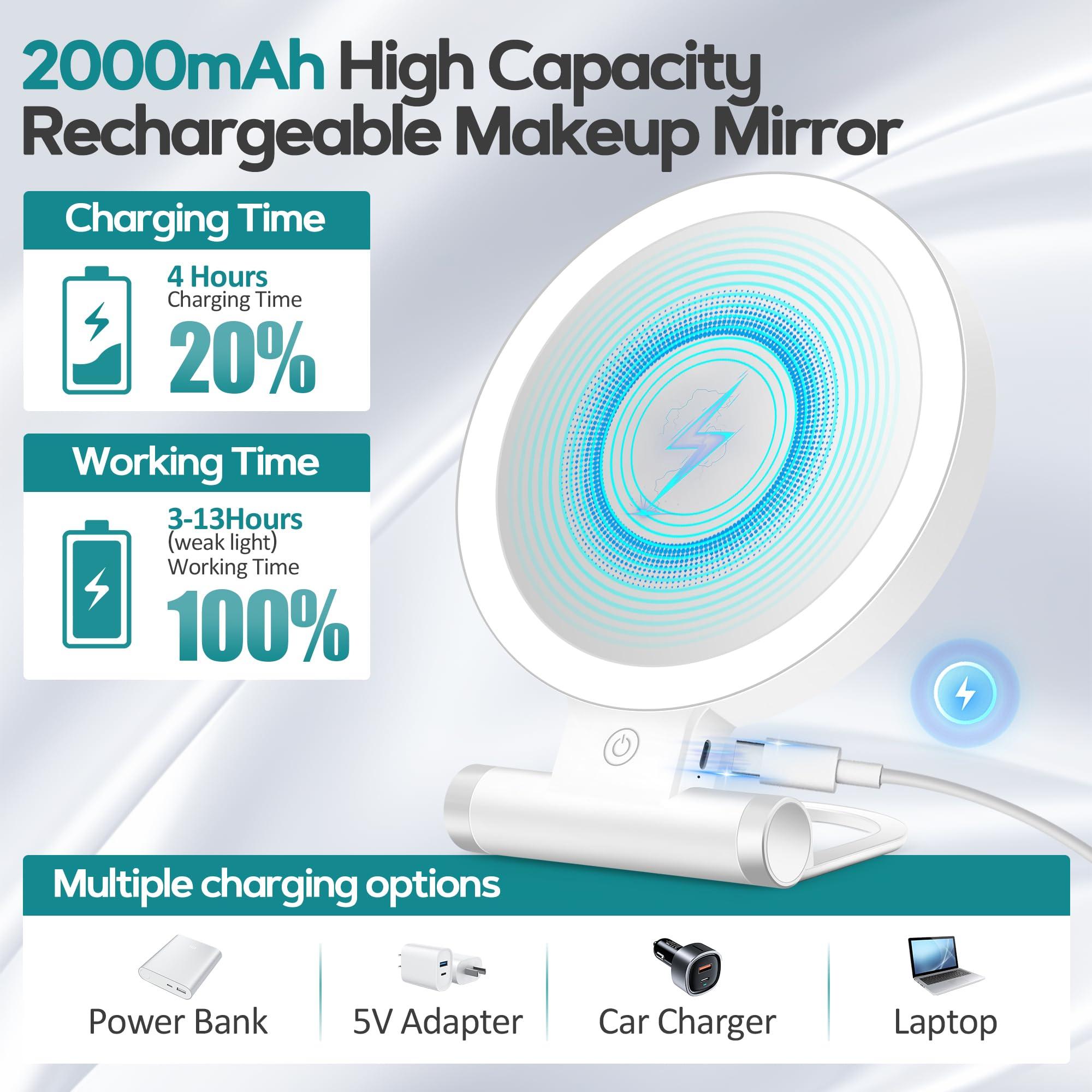 B Beauty Planet B Beauty Planet Magnifying Mirror with Light 30X, Double-Sided 1X/ 30X Magnifying Makeup Mirror with Tweezer, 2000mAh 3 Colour Modes with Adjustable Brightness,Foldable Compact Travel Mirror