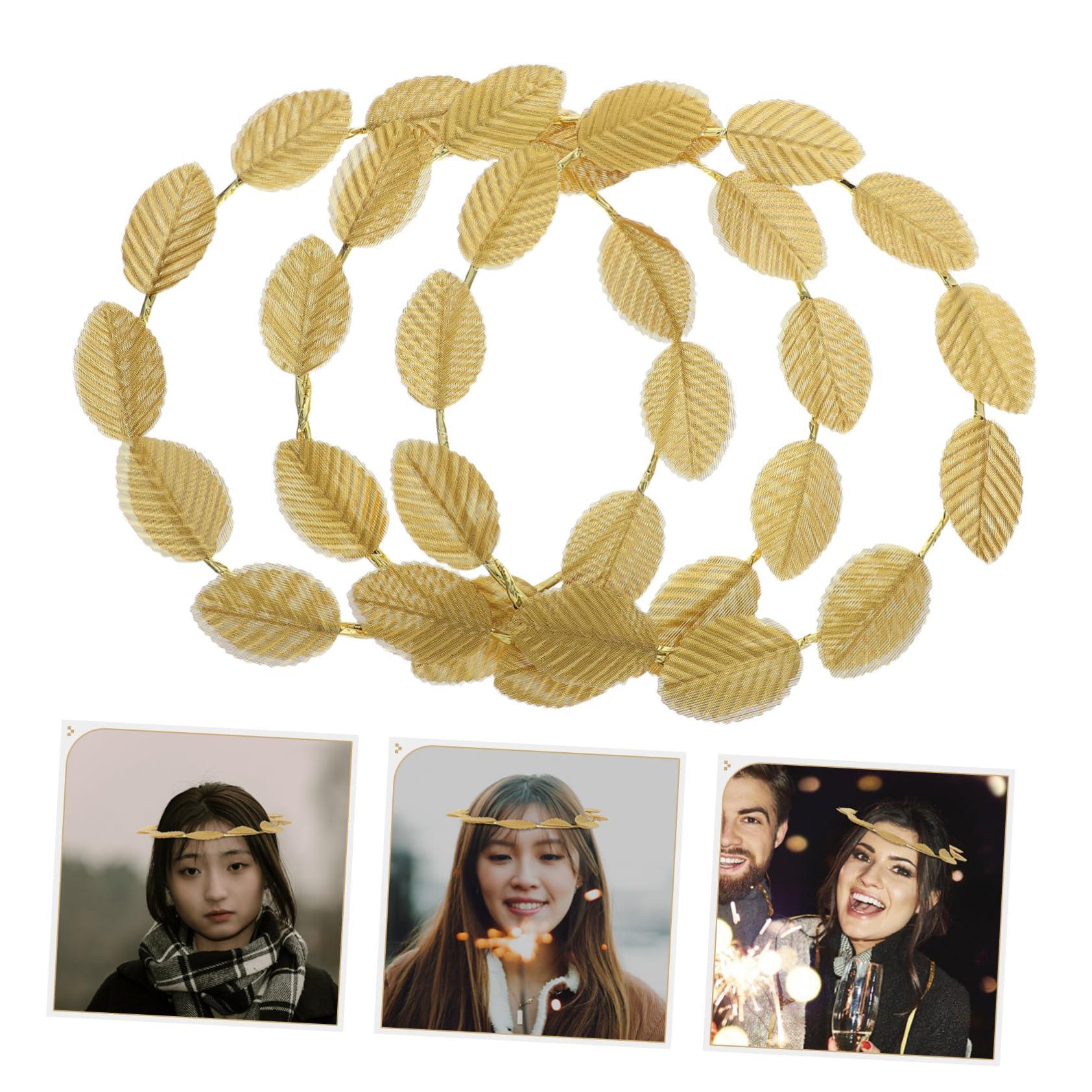 SHERCHPRY SHERCHPRY 3pcs Goddess Accessories Greek Goddess Costume Girls Leaf Ring Goddess Headpiece Leaf Head Hoop Goddess Hair Jewelry Crowns for Women Prom Headpiece Garland Tiara Gold Leaf Apparel